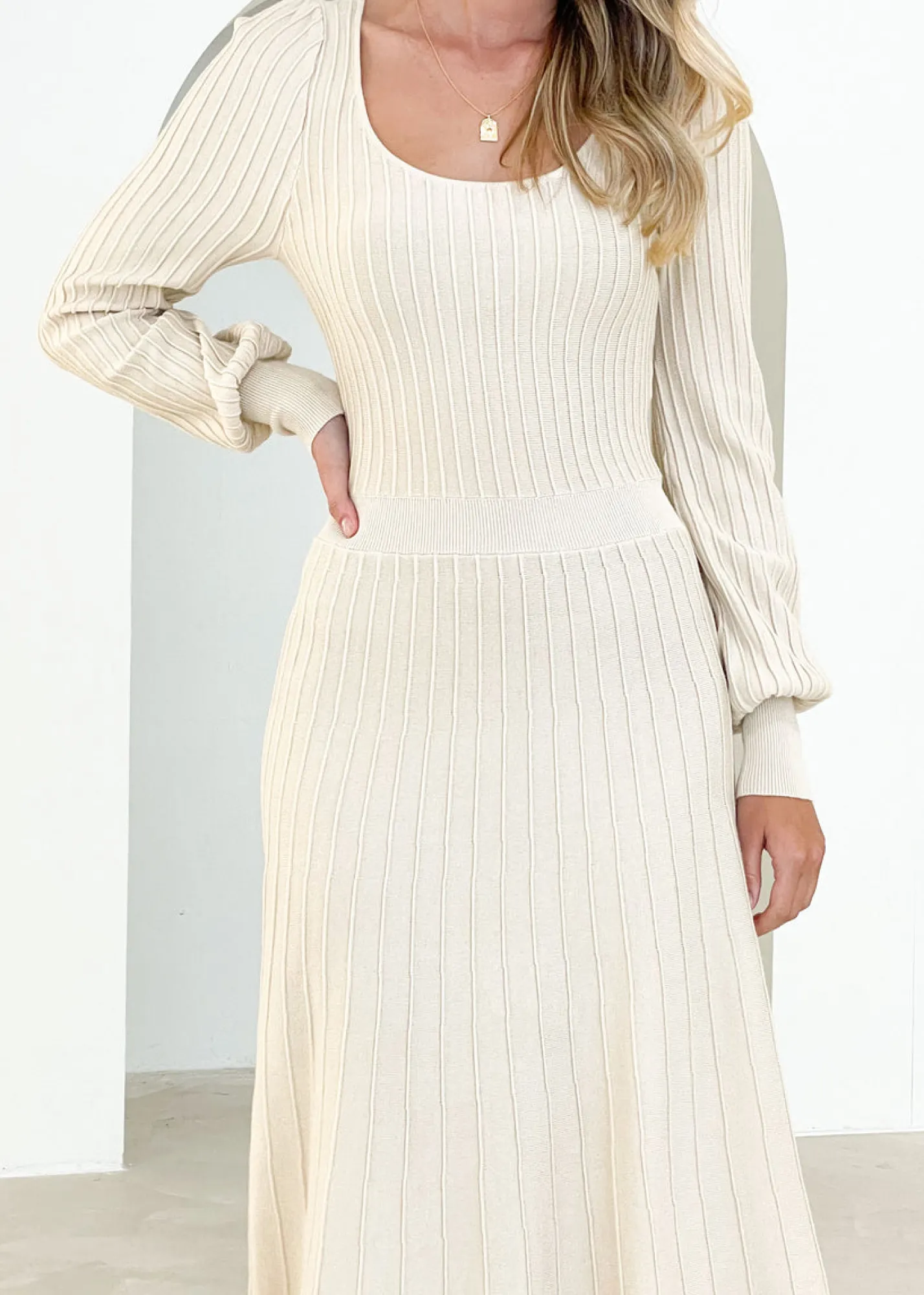Women Gingham & Heels Knit Dresses>Abbia Knit Midi Dress