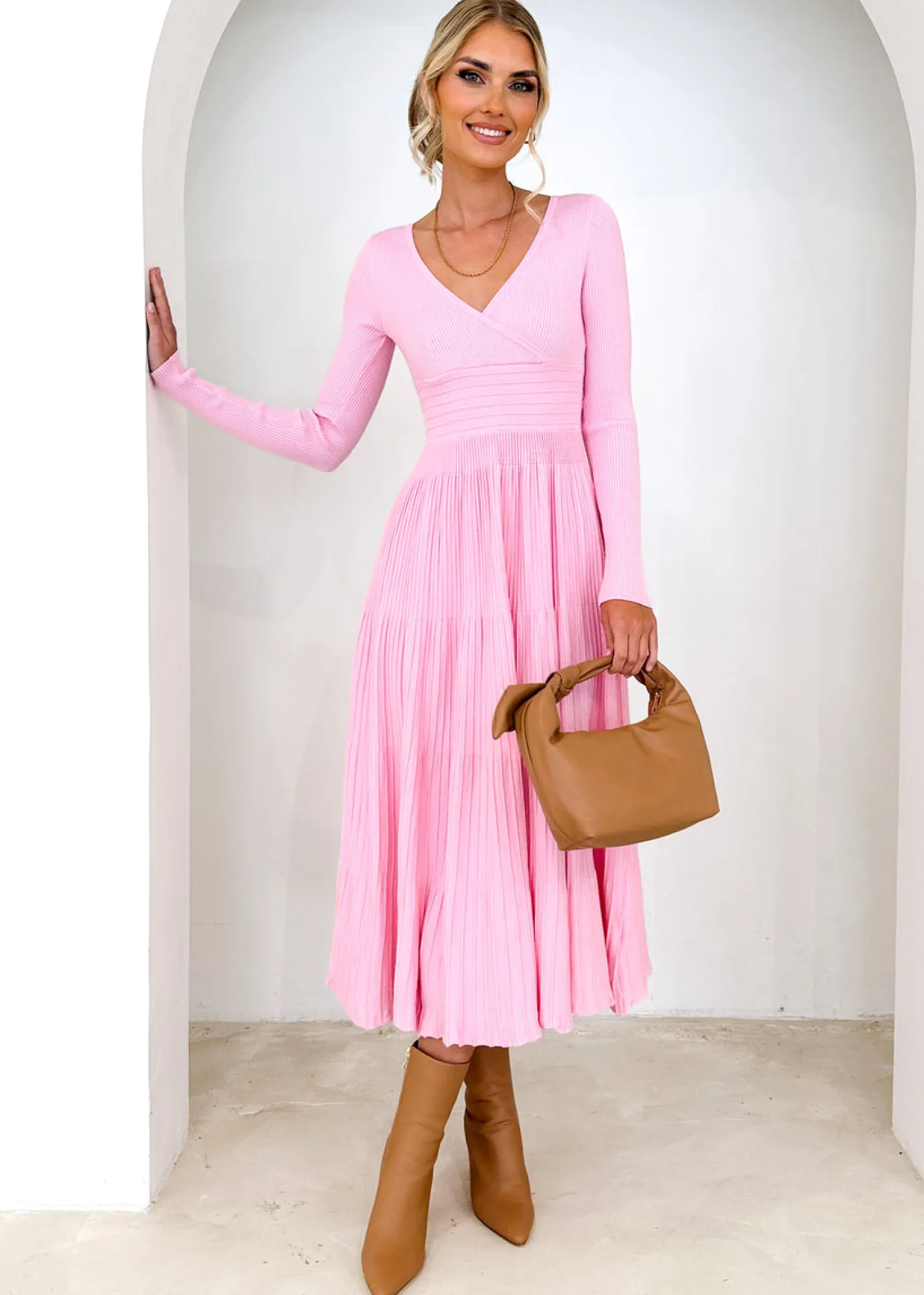 Women Gingham & Heels Knit Dresses>Alise Knit Midi Dress