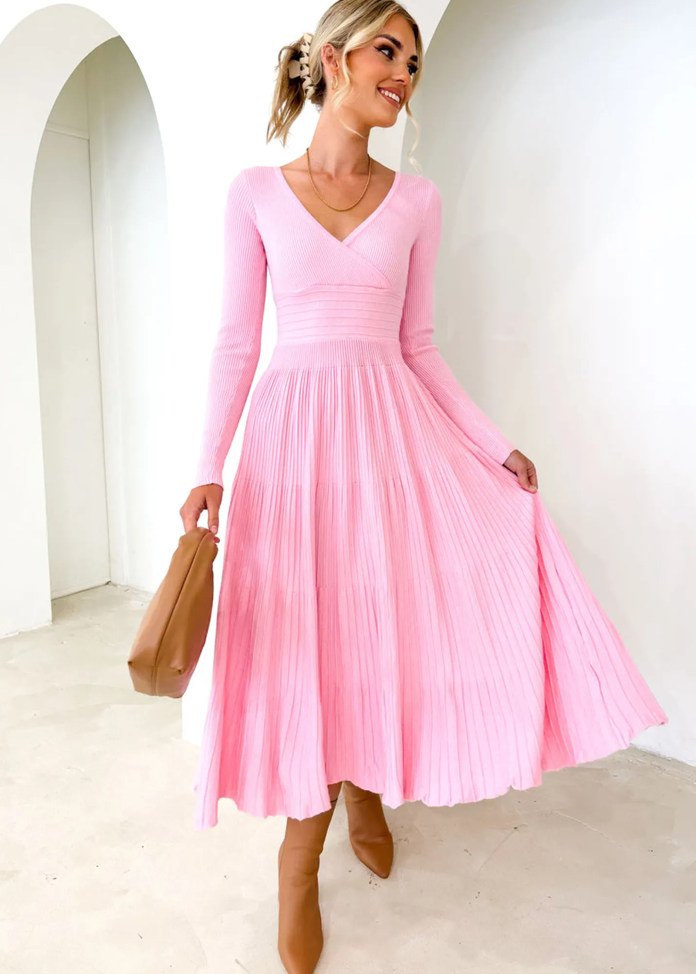 Women Gingham & Heels Knit Dresses>Alise Knit Midi Dress