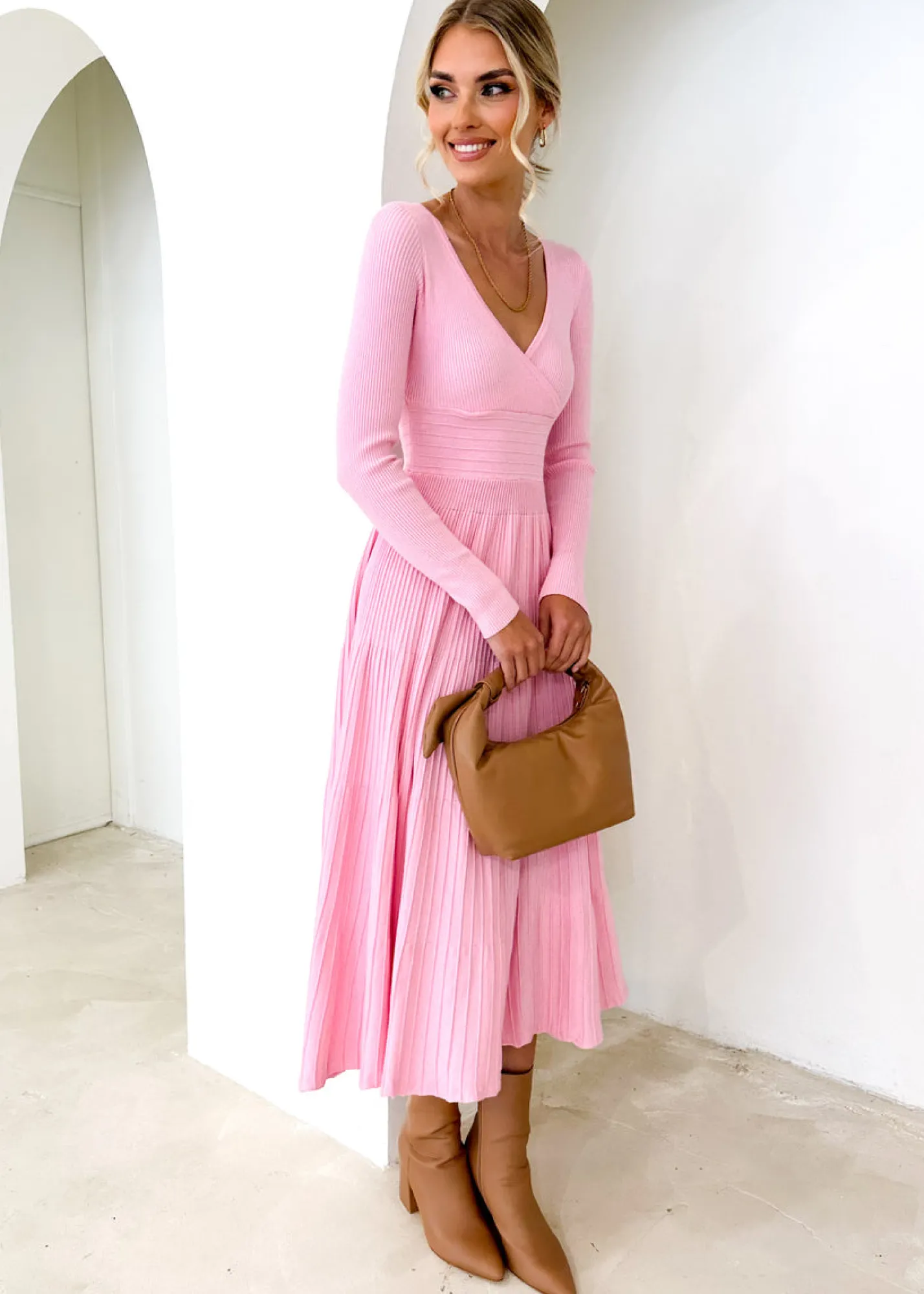 Women Gingham & Heels Knit Dresses>Alise Knit Midi Dress