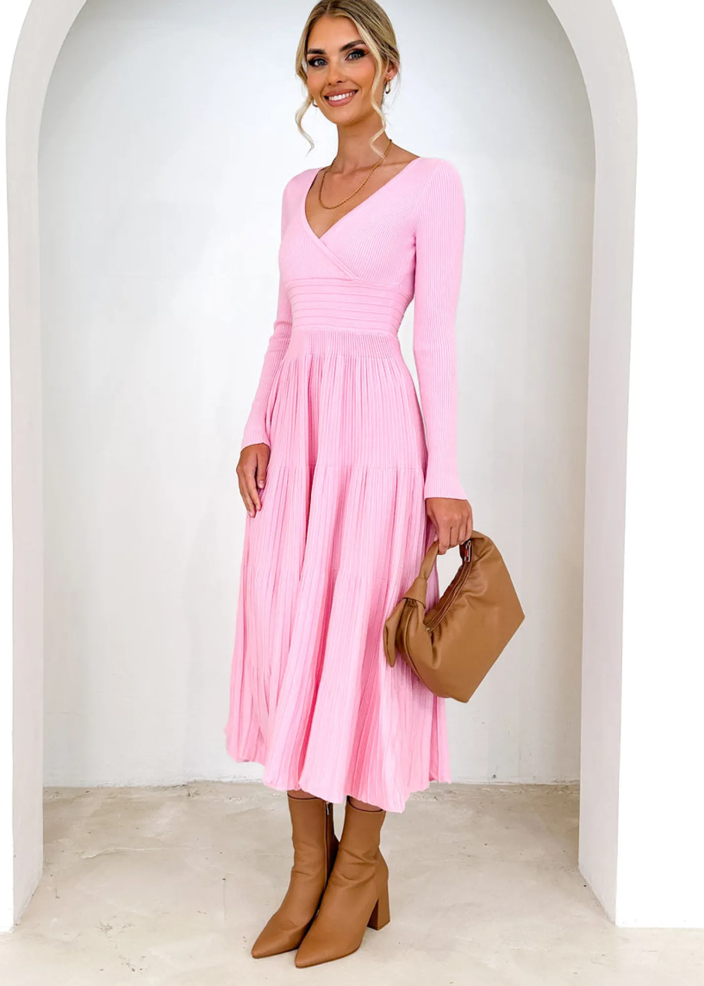 Women Gingham & Heels Knit Dresses>Alise Knit Midi Dress