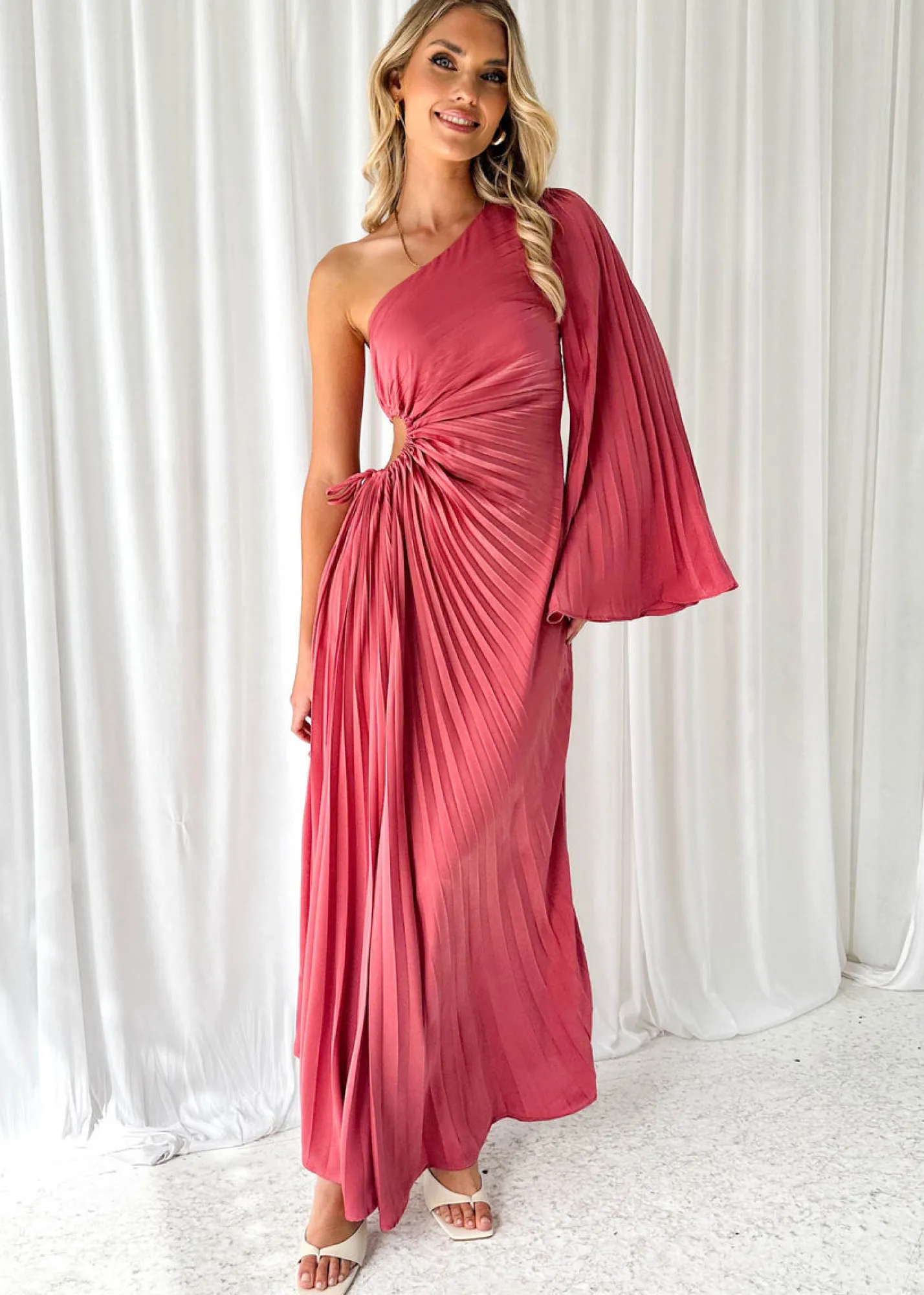 Women Gingham & Heels Midi>Amore One Shoulder Midi Dress