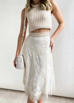 Women Gingham & Heels Skirts>Andree Lace Midi Skirt