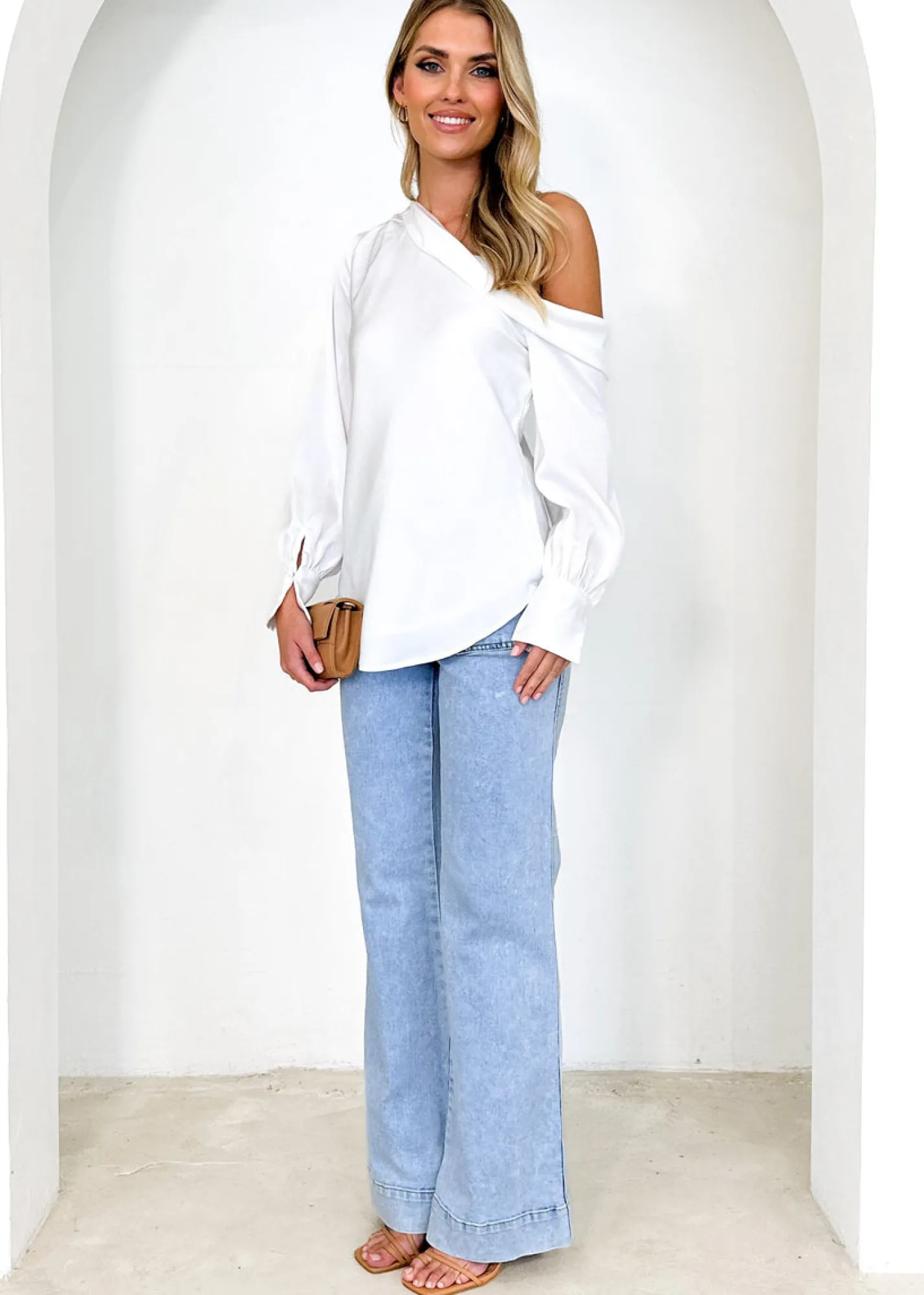 Women Gingham & Heels Blouses>Anka One Shoulder Blouse