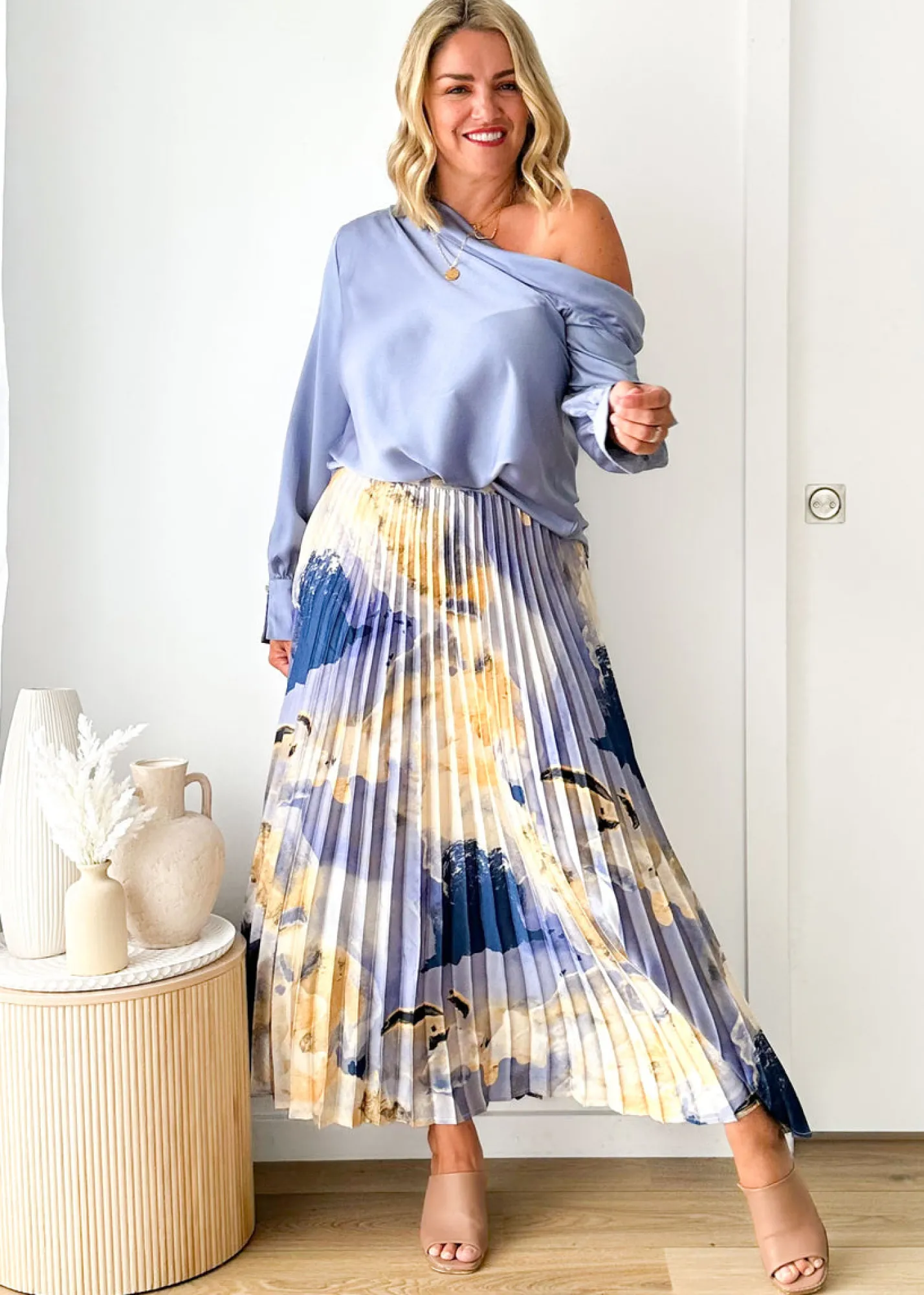 Women Gingham & Heels Blouses>Anka One Shoulder Blouse