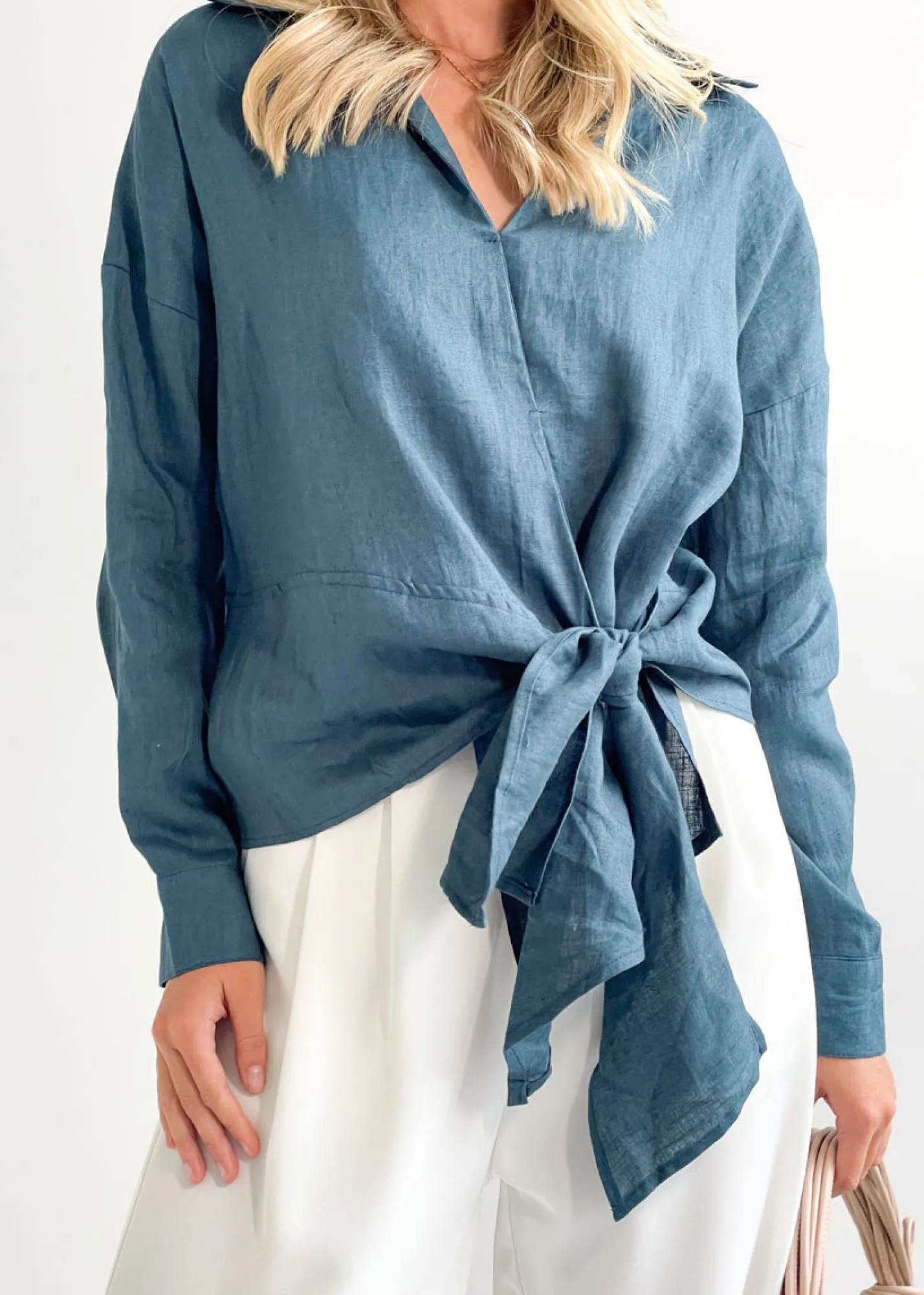 Women Gingham & Heels Blouses>Arie Linen Blouse