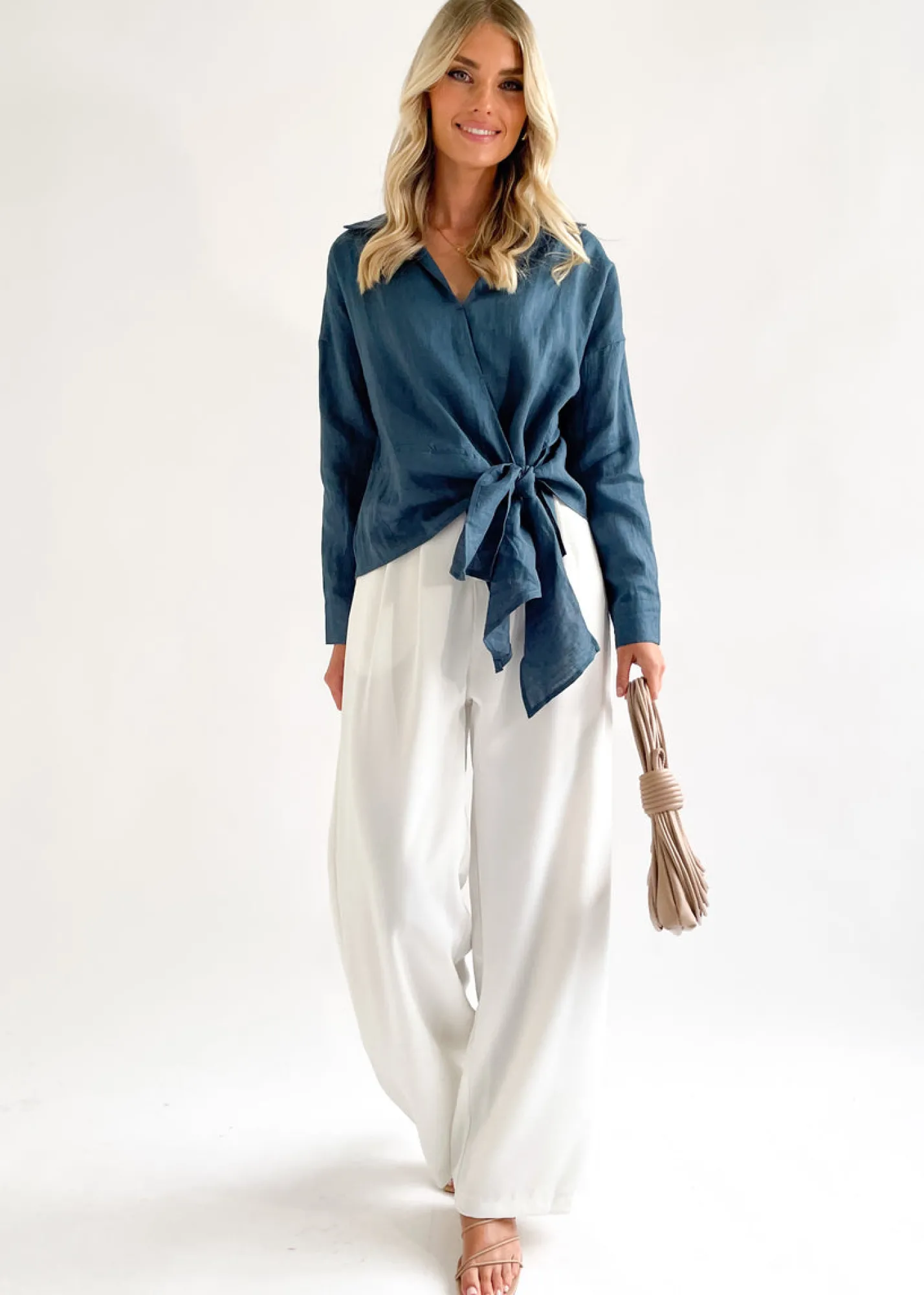Women Gingham & Heels Blouses>Arie Linen Blouse