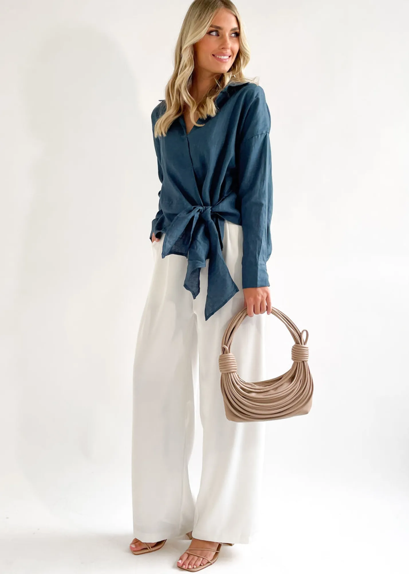 Women Gingham & Heels Blouses>Arie Linen Blouse