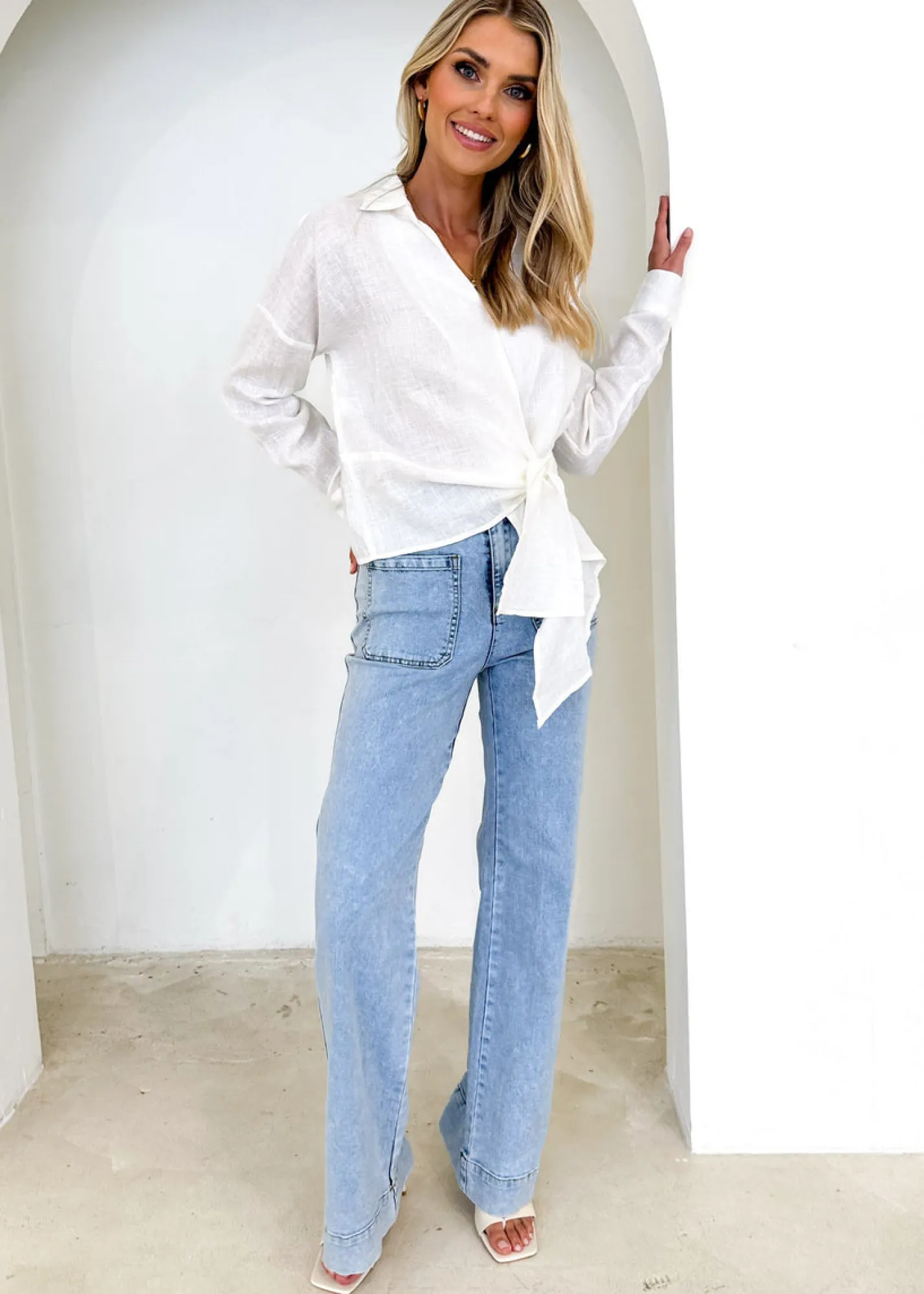 Women Gingham & Heels Blouses>Arie Linen Blouse