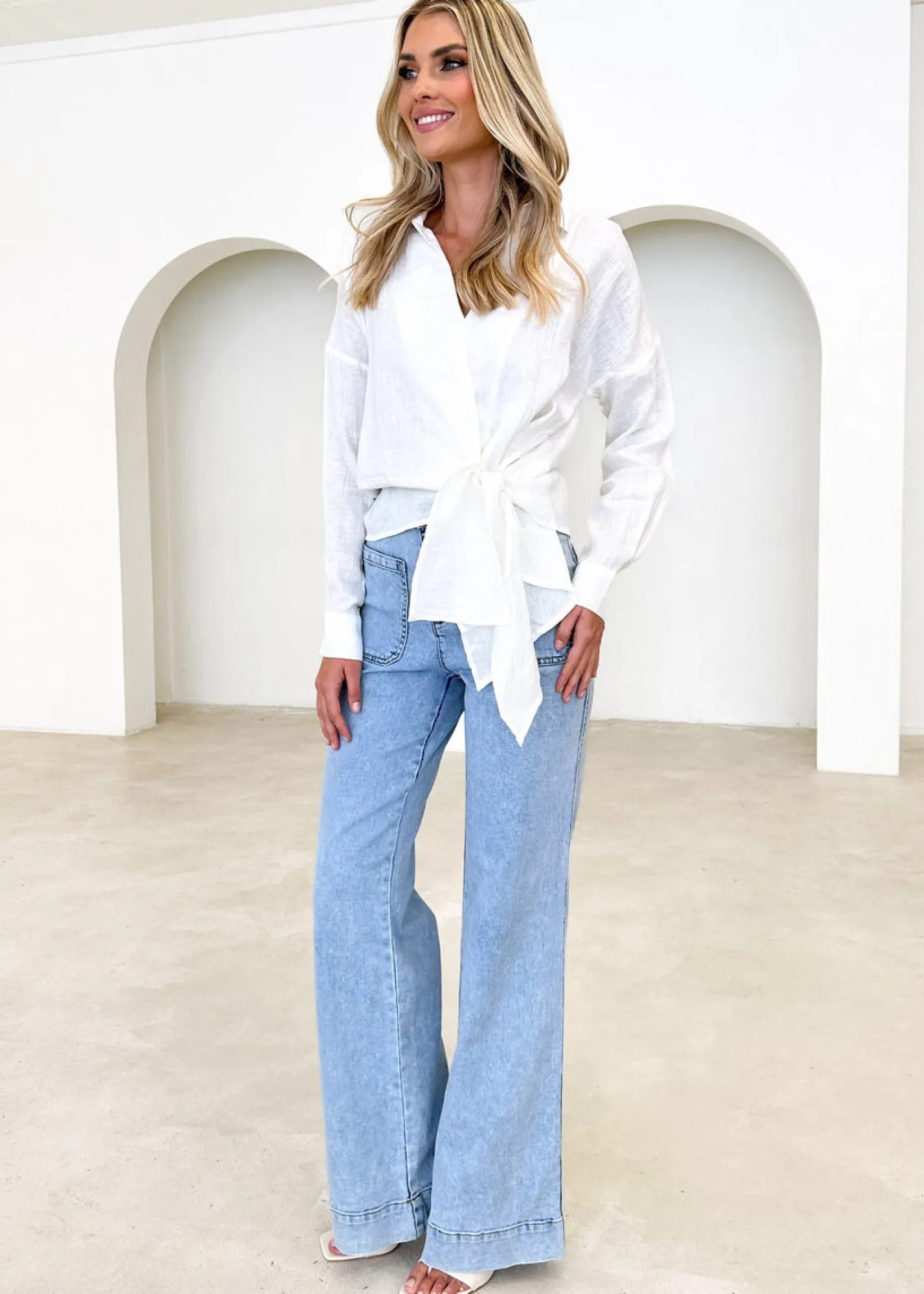 Women Gingham & Heels Blouses>Arie Linen Blouse