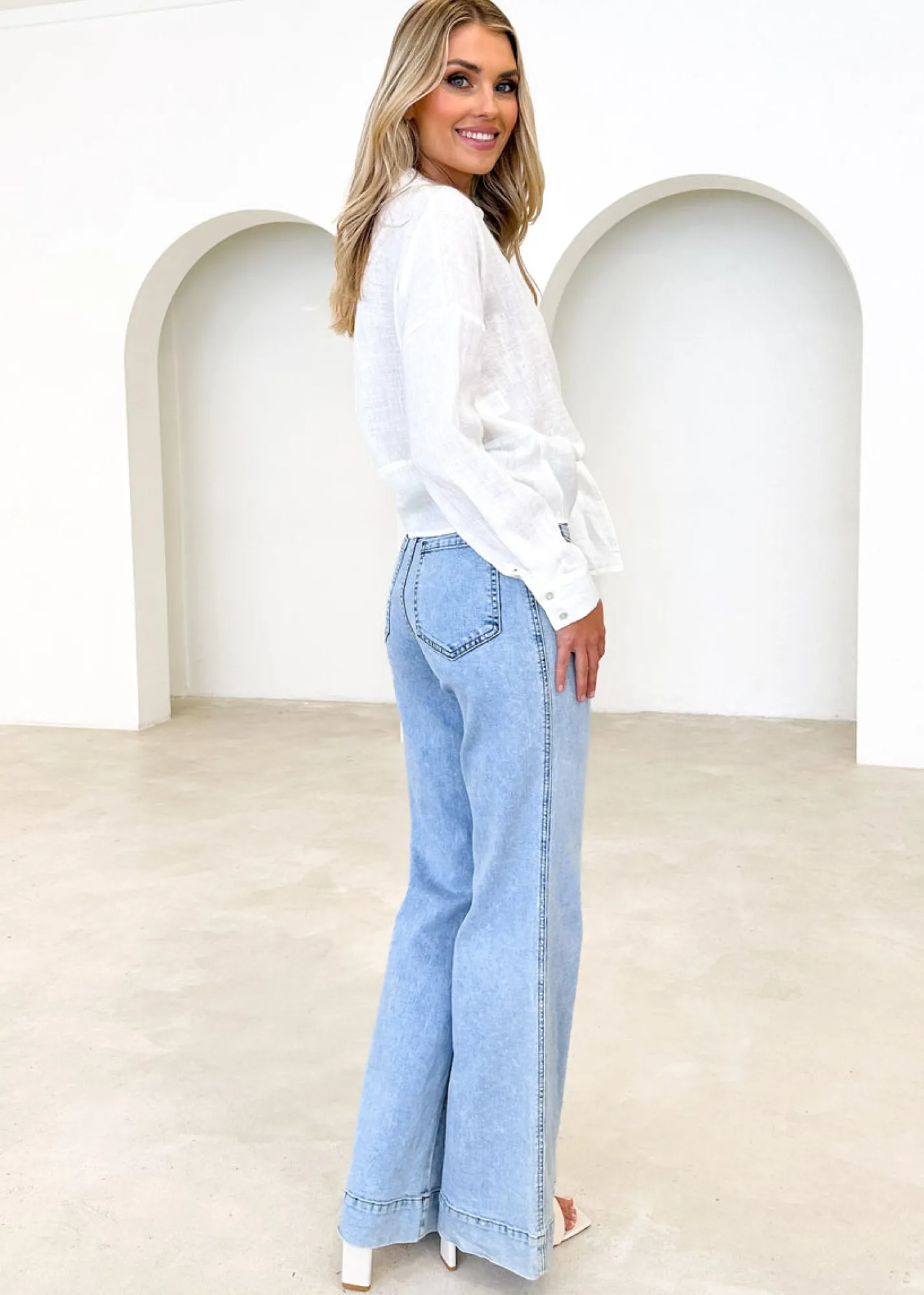 Women Gingham & Heels Blouses>Arie Linen Blouse