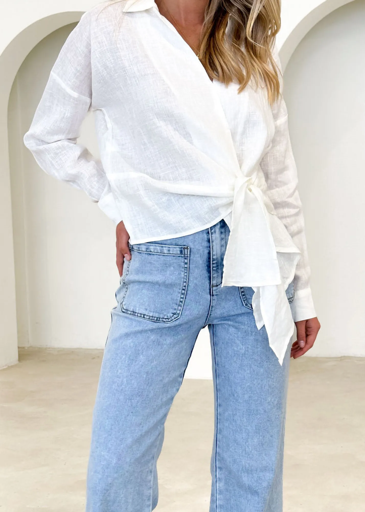 Women Gingham & Heels Blouses>Arie Linen Blouse