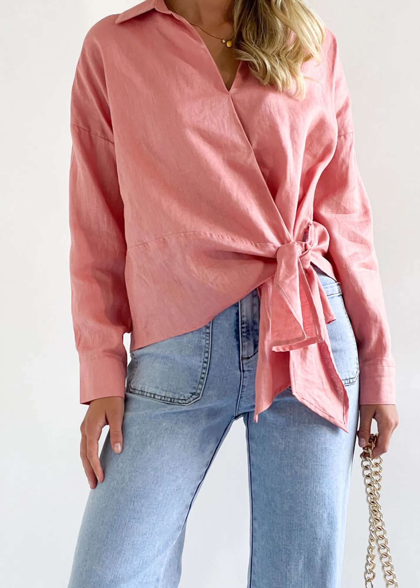 Women Gingham & Heels Blouses>Arie Linen Blouse