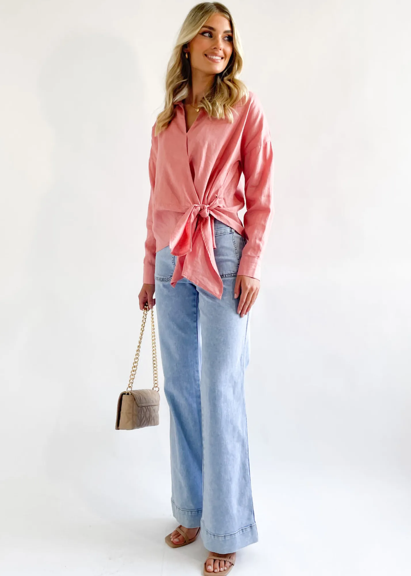 Women Gingham & Heels Blouses>Arie Linen Blouse