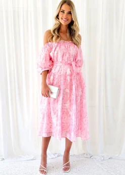 Women Gingham & Heels Midi>Arora Off Shoulder Midi Dress