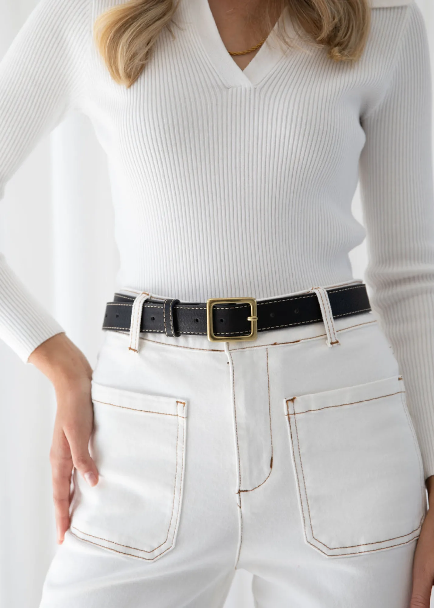 Women Gingham & Heels Belts>Aviana Leather Belt