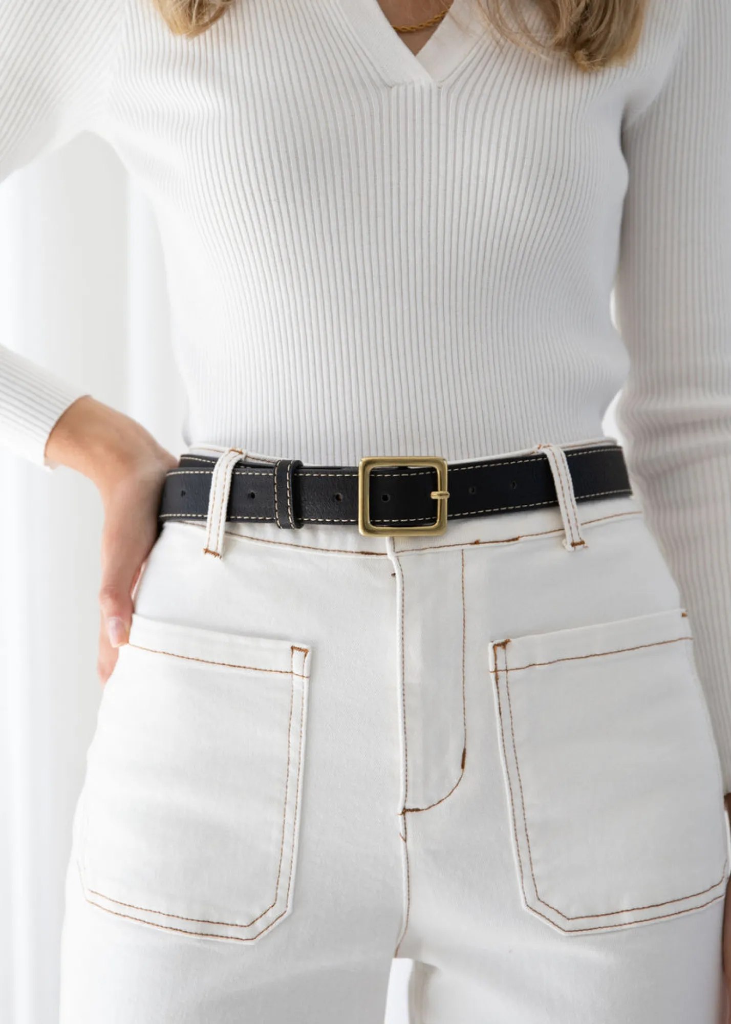 Women Gingham & Heels Belts>Aviana Leather Belt