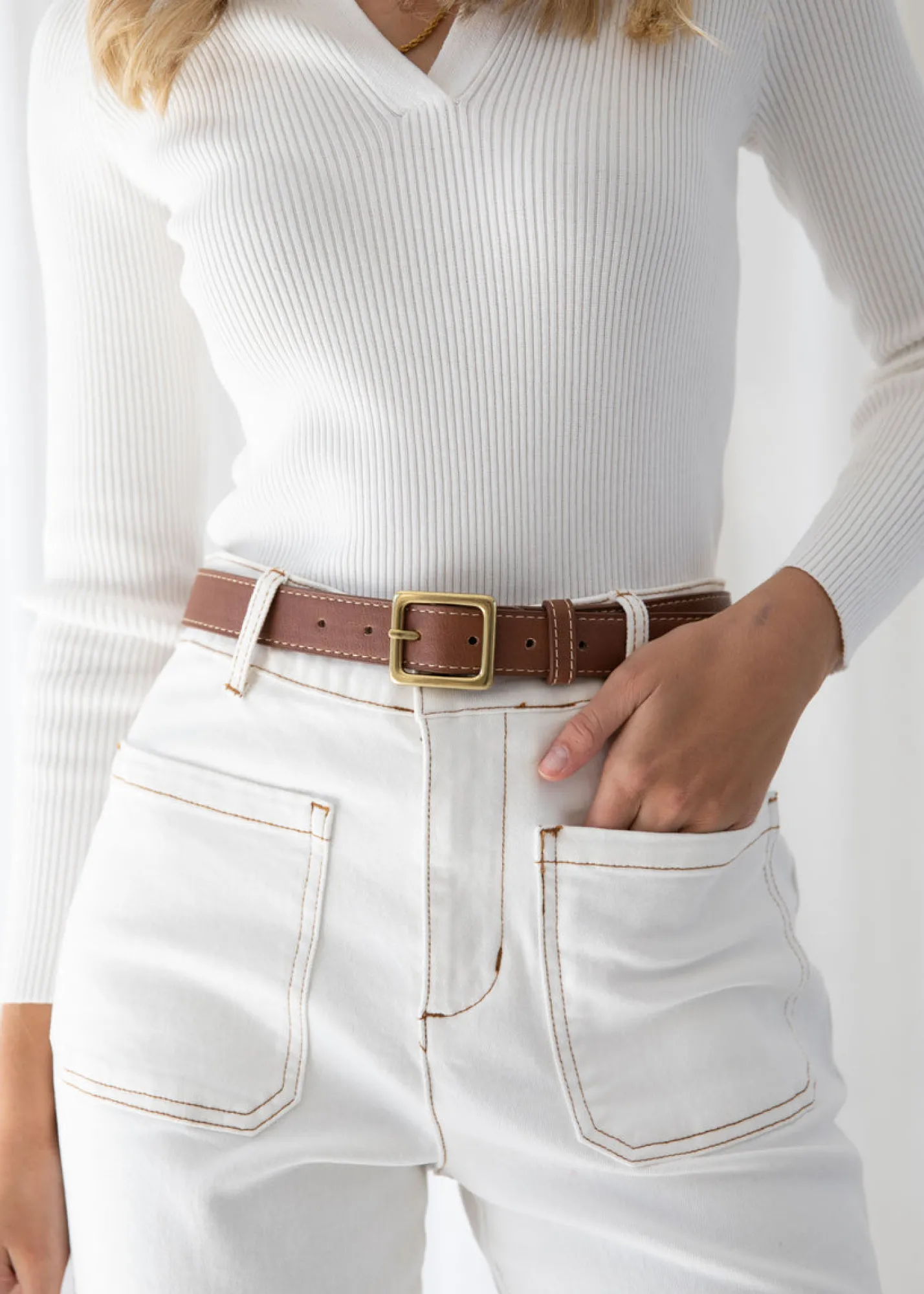 Women Gingham & Heels Belts>Aviana Leather Belt