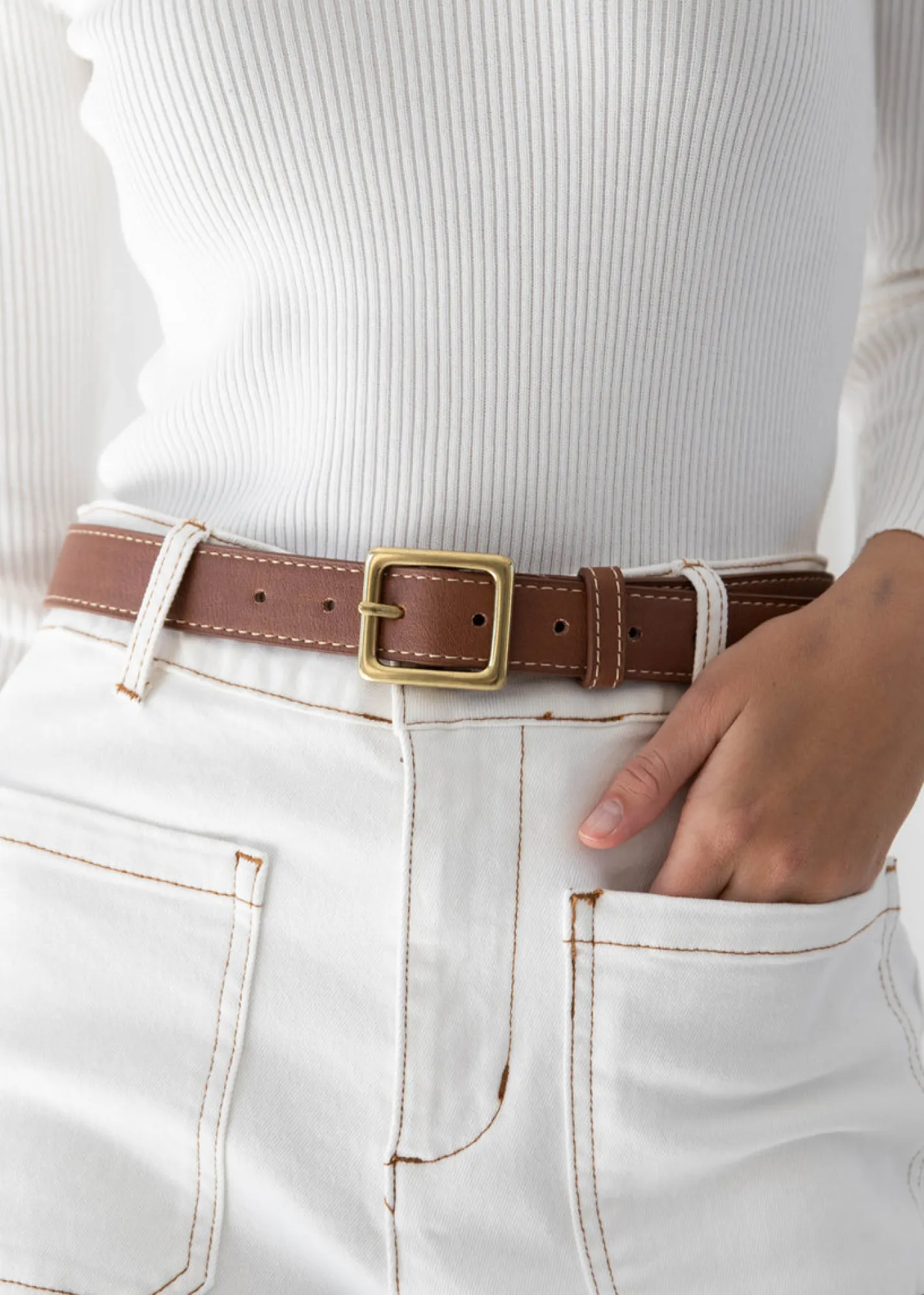 Women Gingham & Heels Belts>Aviana Leather Belt