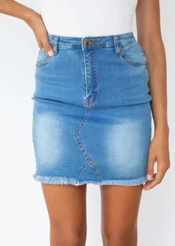 Women Gingham & Heels Skirts>Bad Habits Denim Skirt