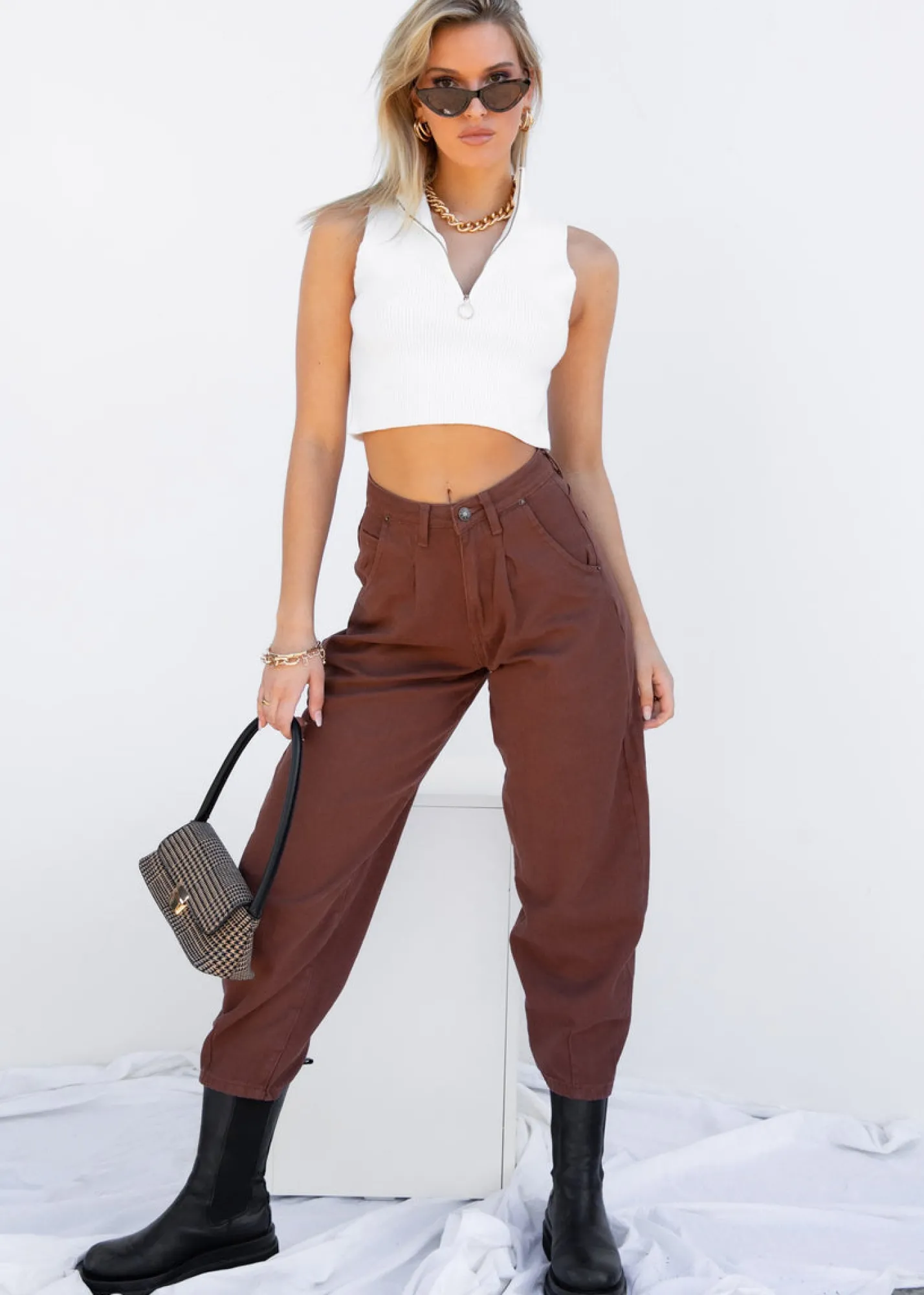 Women Gingham & Heels Knit Tops>Baddest B Knit Top