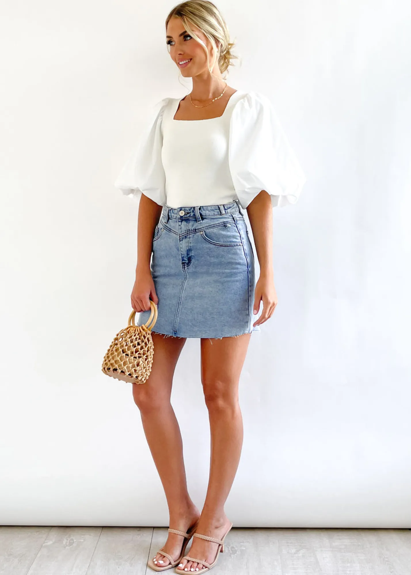 Women Gingham & Heels Skirts>Beckah Denim Skirt