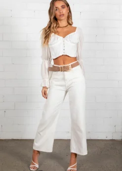 Women Gingham & Heels Crops>Belle Cropped Blouse