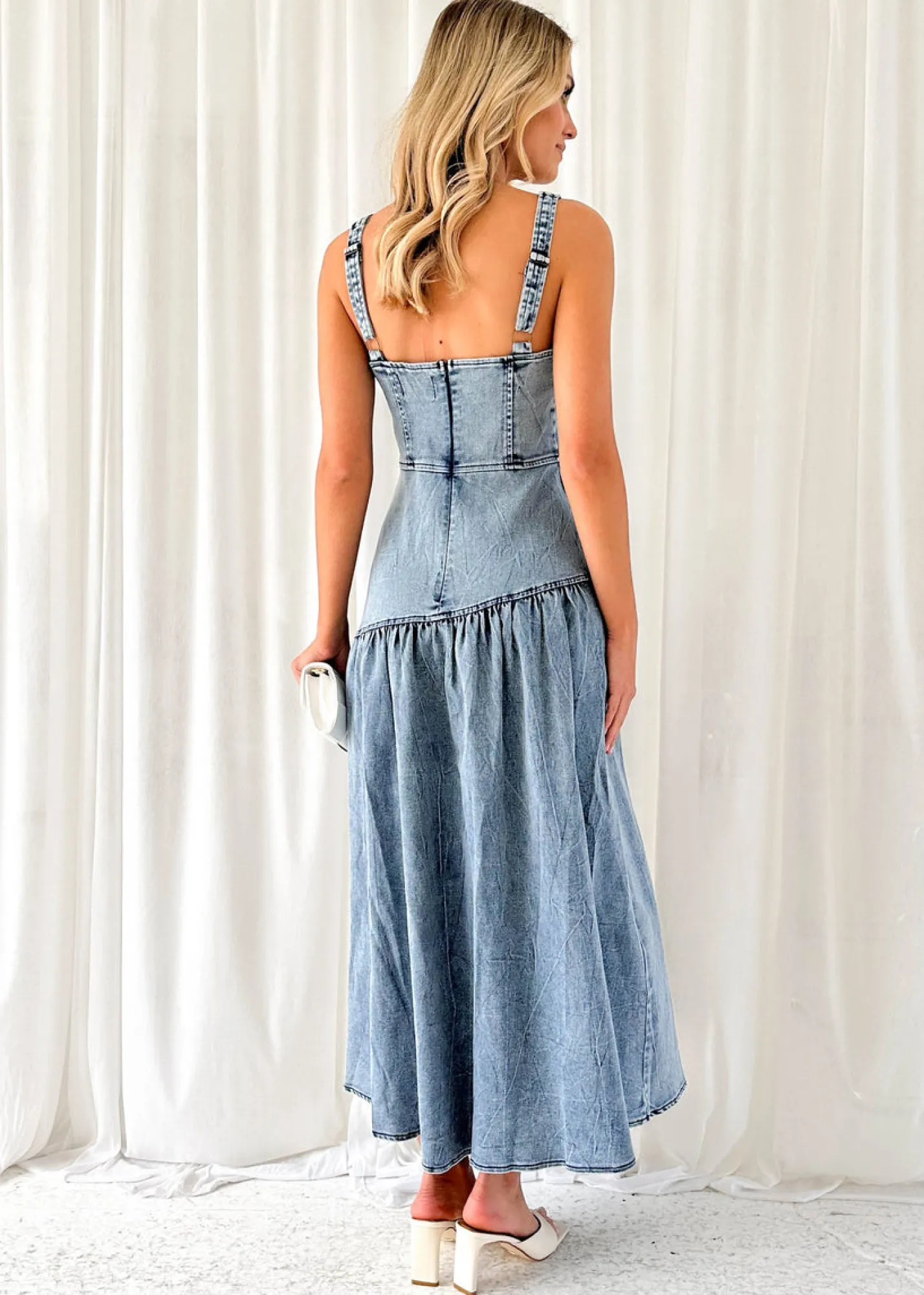 Women Gingham & Heels Midi>Breah Denim Midi Dress