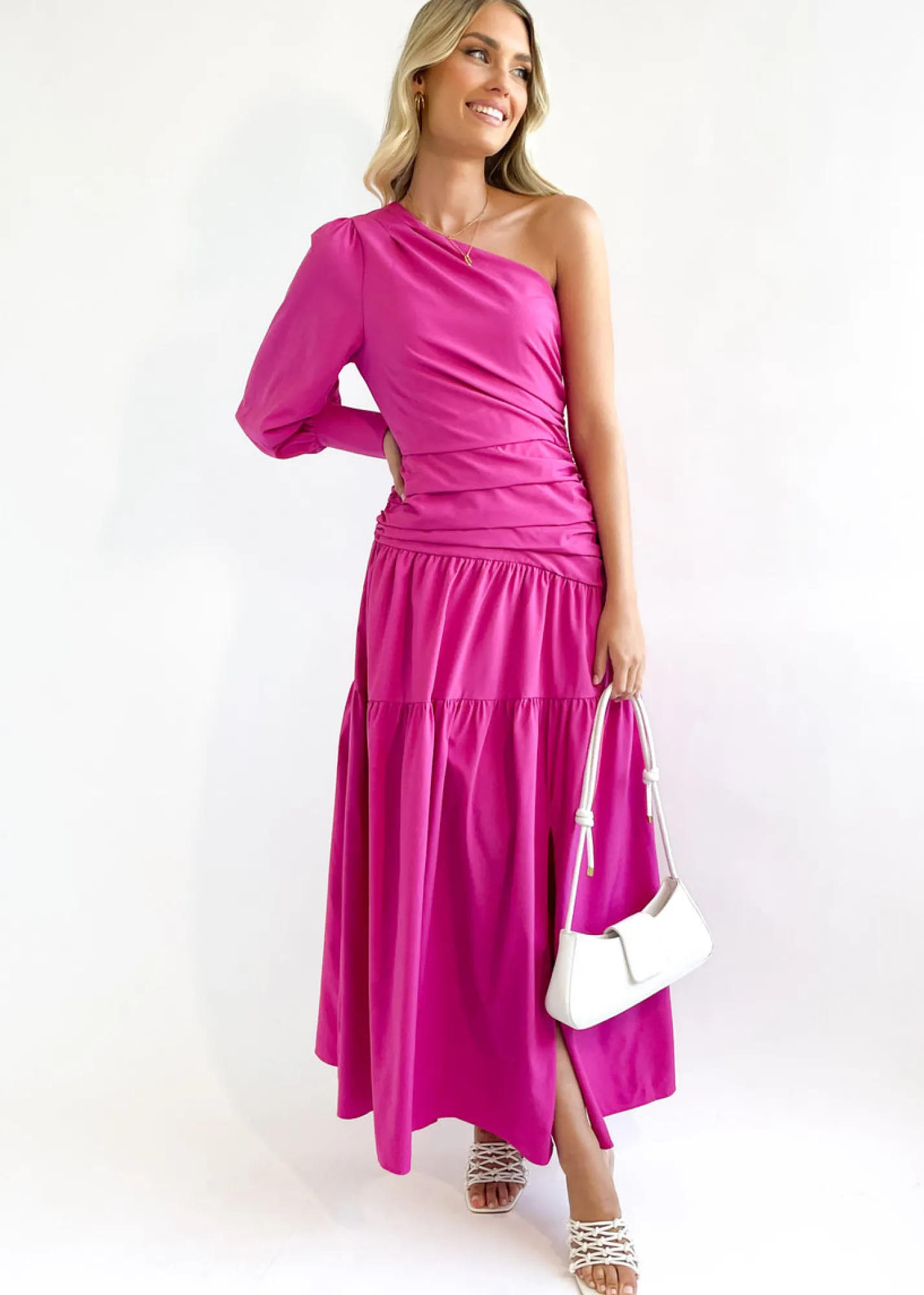 Women Gingham & Heels Maxi>Brynnie One Shoulder Maxi Dress