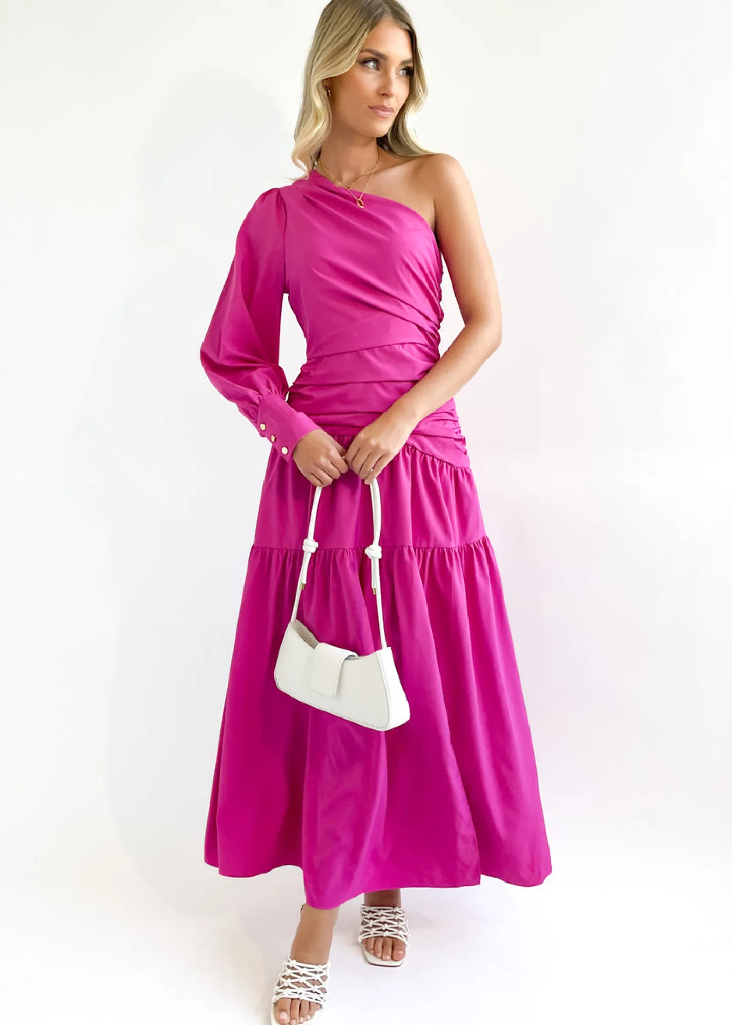 Women Gingham & Heels Maxi>Brynnie One Shoulder Maxi Dress