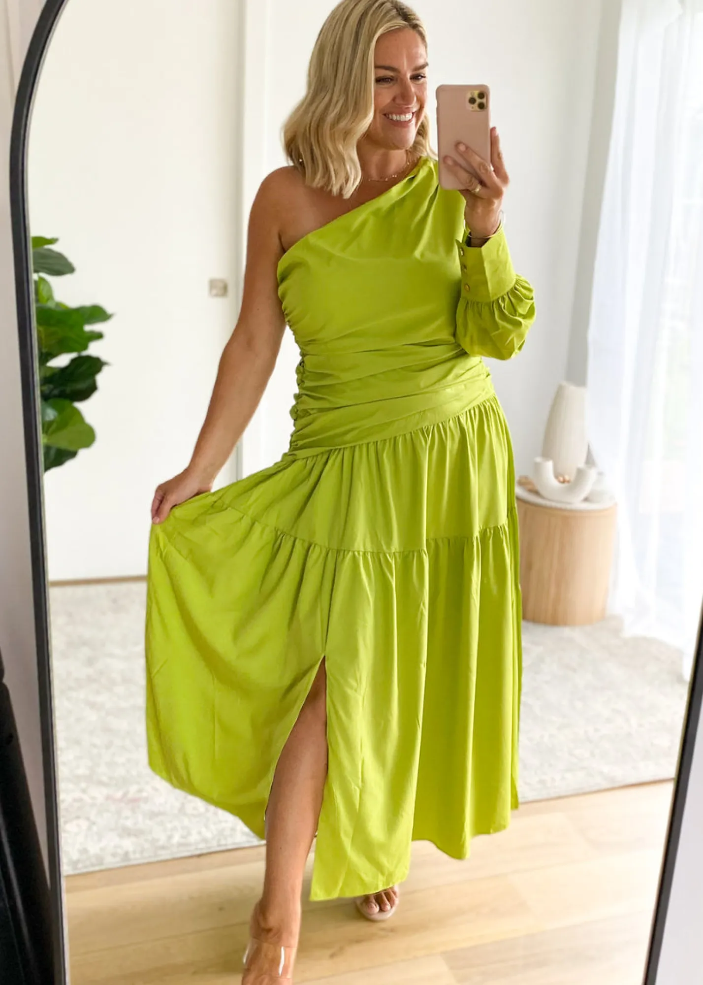 Women Gingham & Heels Maxi>Brynnie One Shoulder Maxi Dress