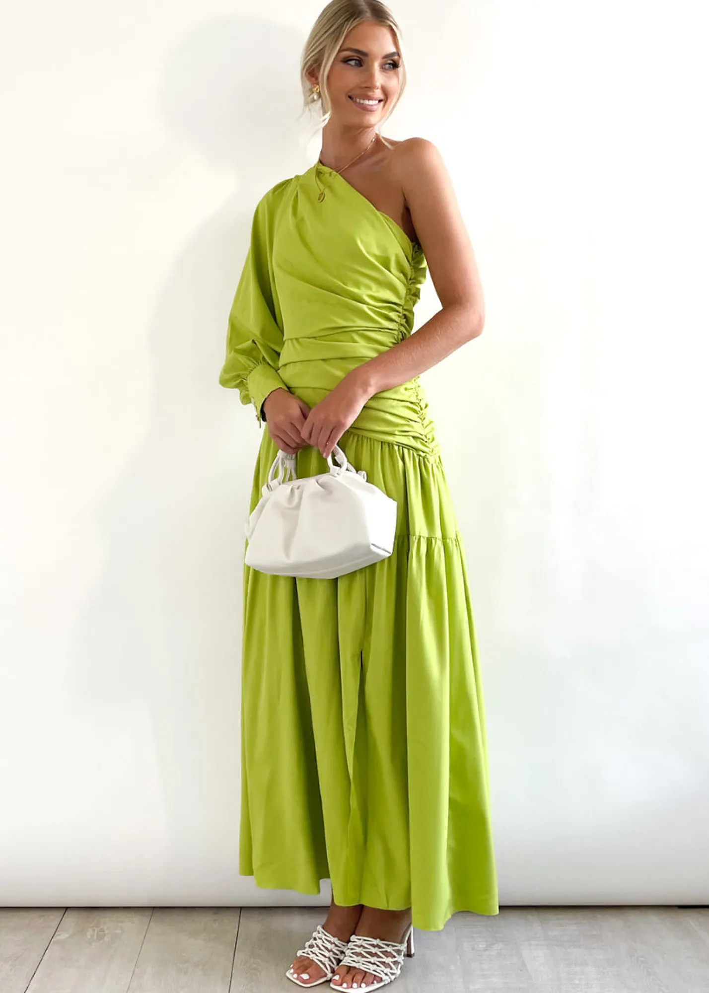 Women Gingham & Heels Maxi>Brynnie One Shoulder Maxi Dress