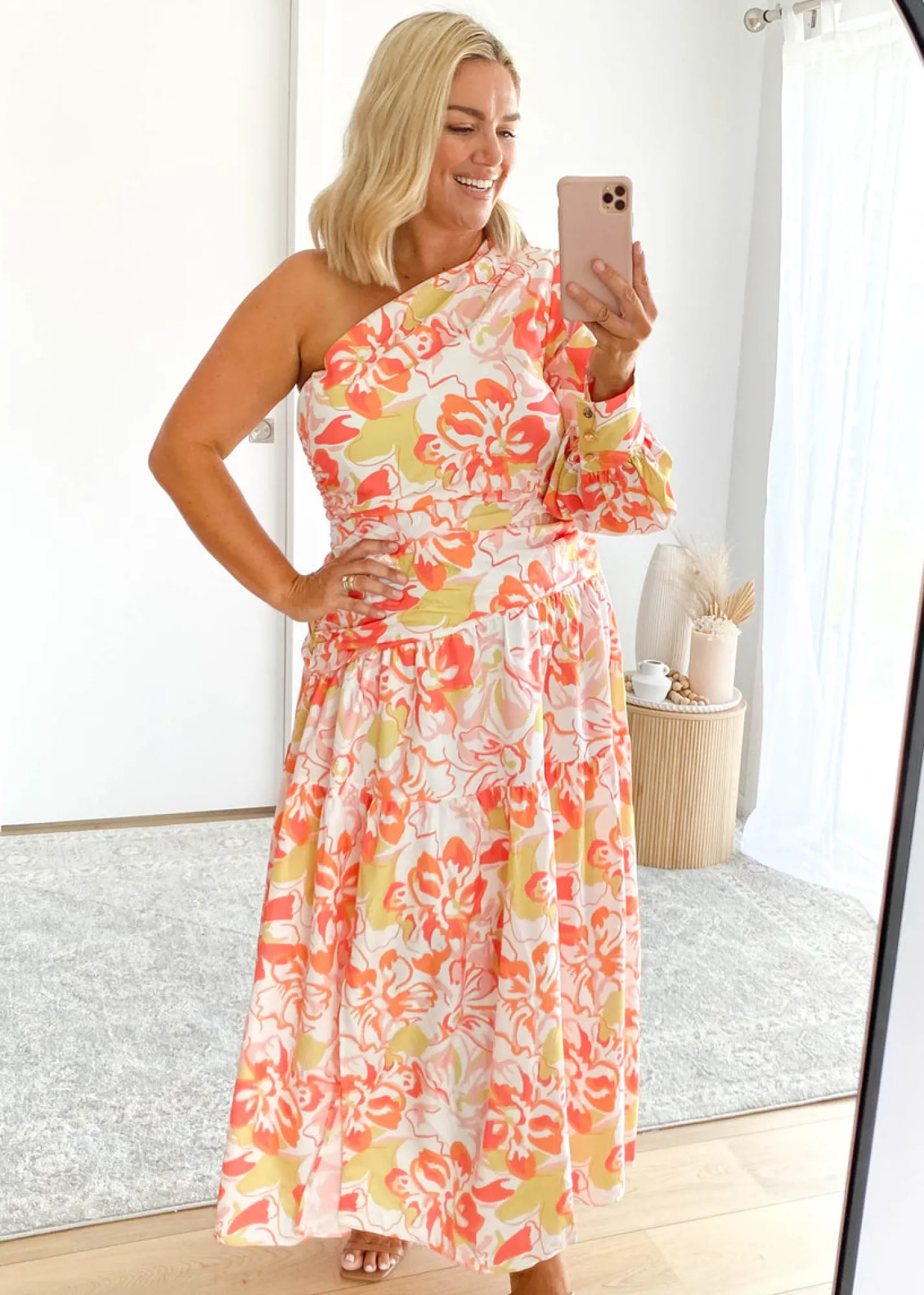 Women Gingham & Heels Maxi>Brynnie One Shoulder Maxi Dress