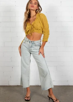 Women Gingham & Heels Blouses>Cadence Cropped Blouse