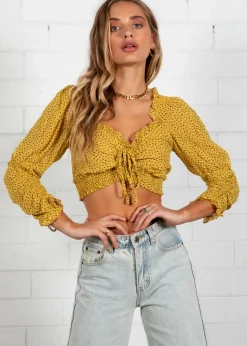 Women Gingham & Heels Crops>Cadence Cropped Blouse