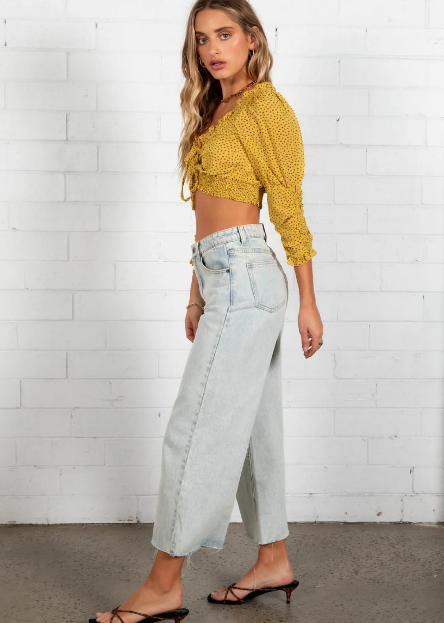 Women Gingham & Heels Crops>Cadence Cropped Blouse