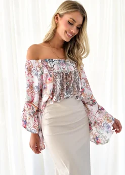 Women Gingham & Heels Off The Shoulder>Calypso Off Shoulder Blouse