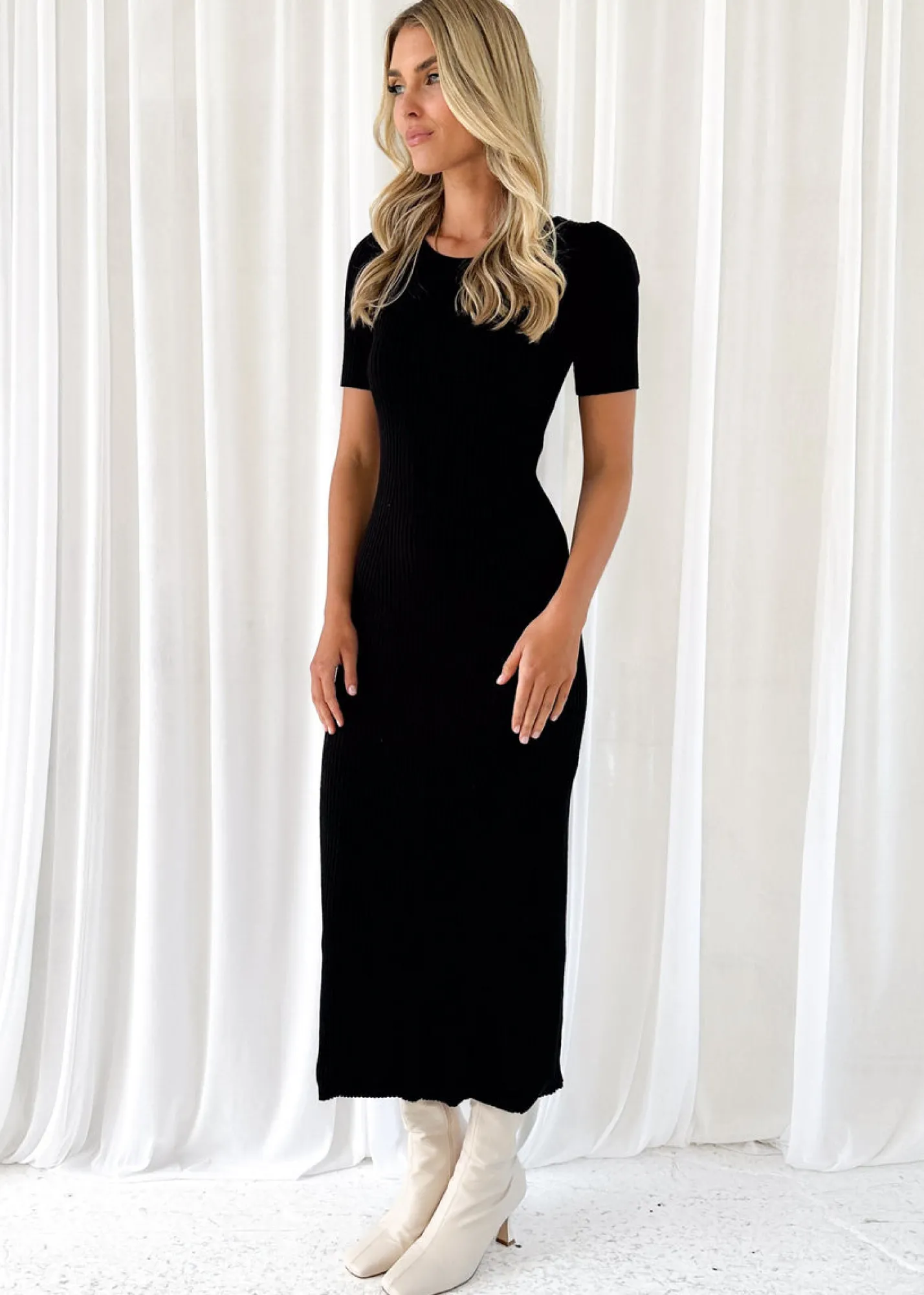 Women Gingham & Heels Knit Dresses>Carrie Knit Midi Dress