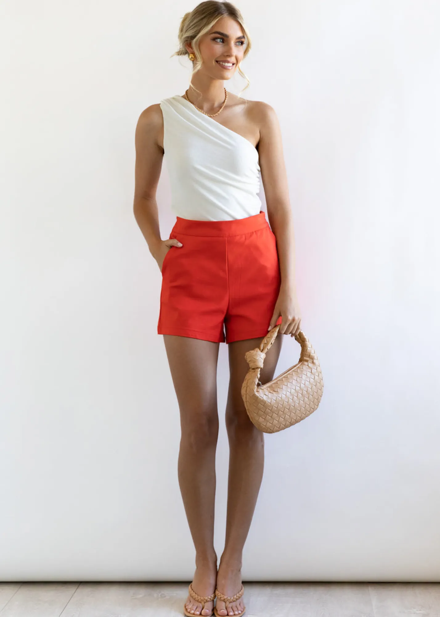 Women Gingham & Heels Basic Tops>Cecyl One Shoulder Top