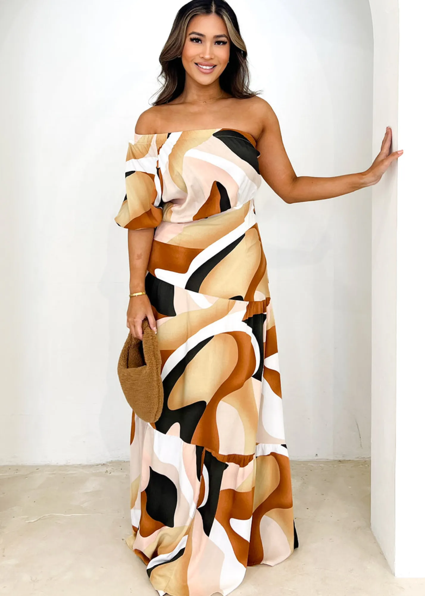 Women Gingham & Heels Maxi>Chi One Shoulder Maxi Dress