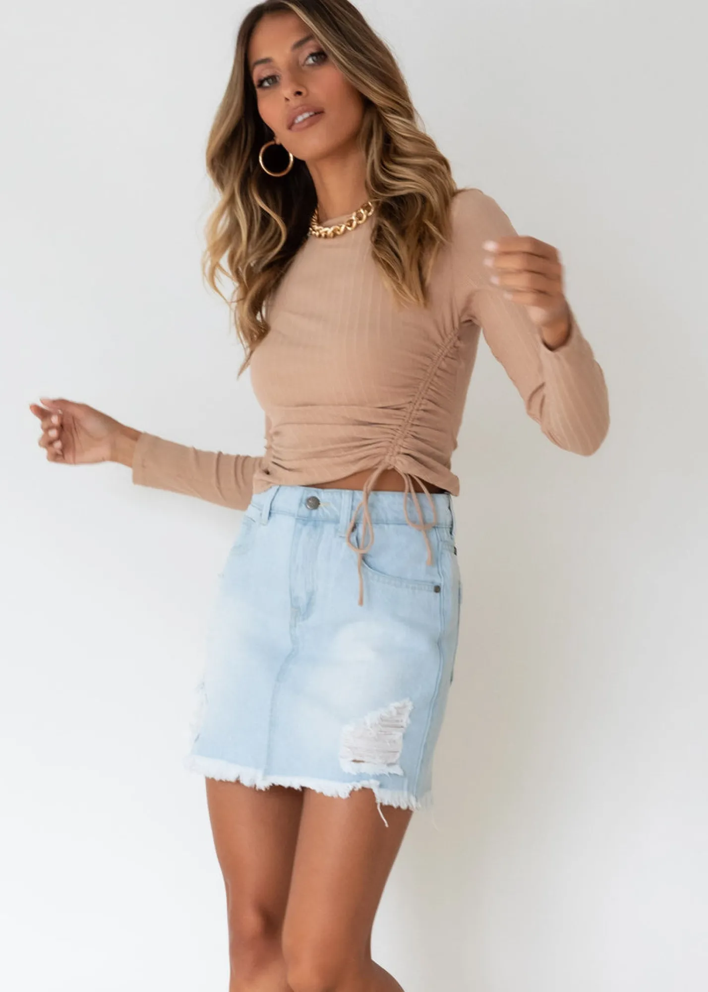 Women Gingham & Heels Skirts>Cindy Denim Mini Skirt