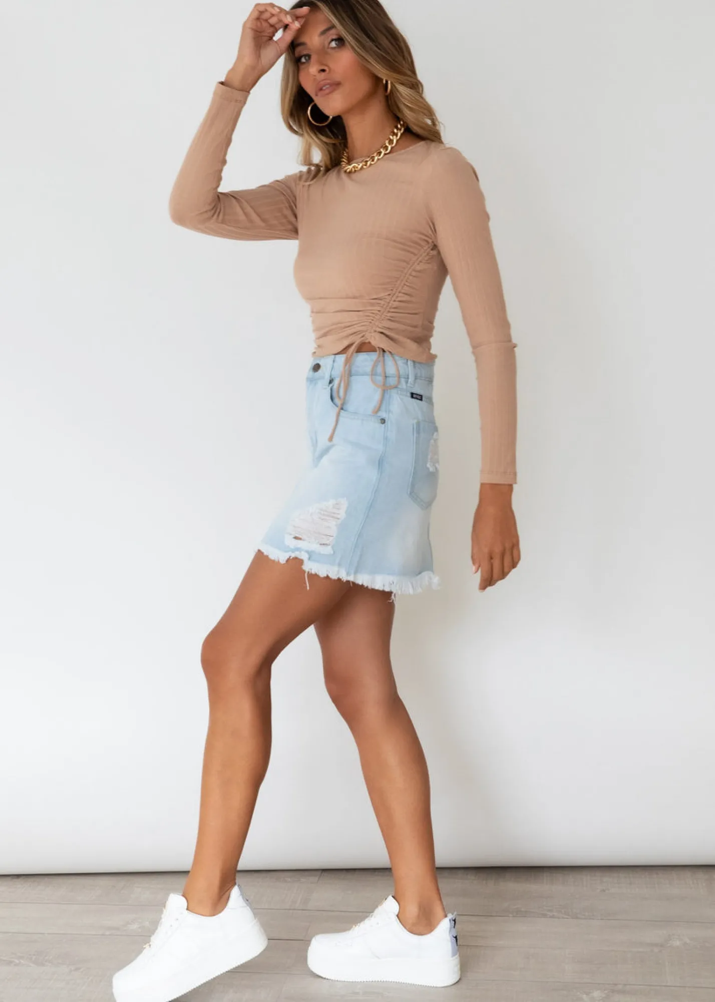 Women Gingham & Heels Skirts>Cindy Denim Mini Skirt