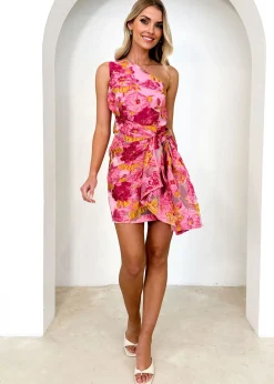 Women Gingham & Heels Short>Danney One Shoulder Dress