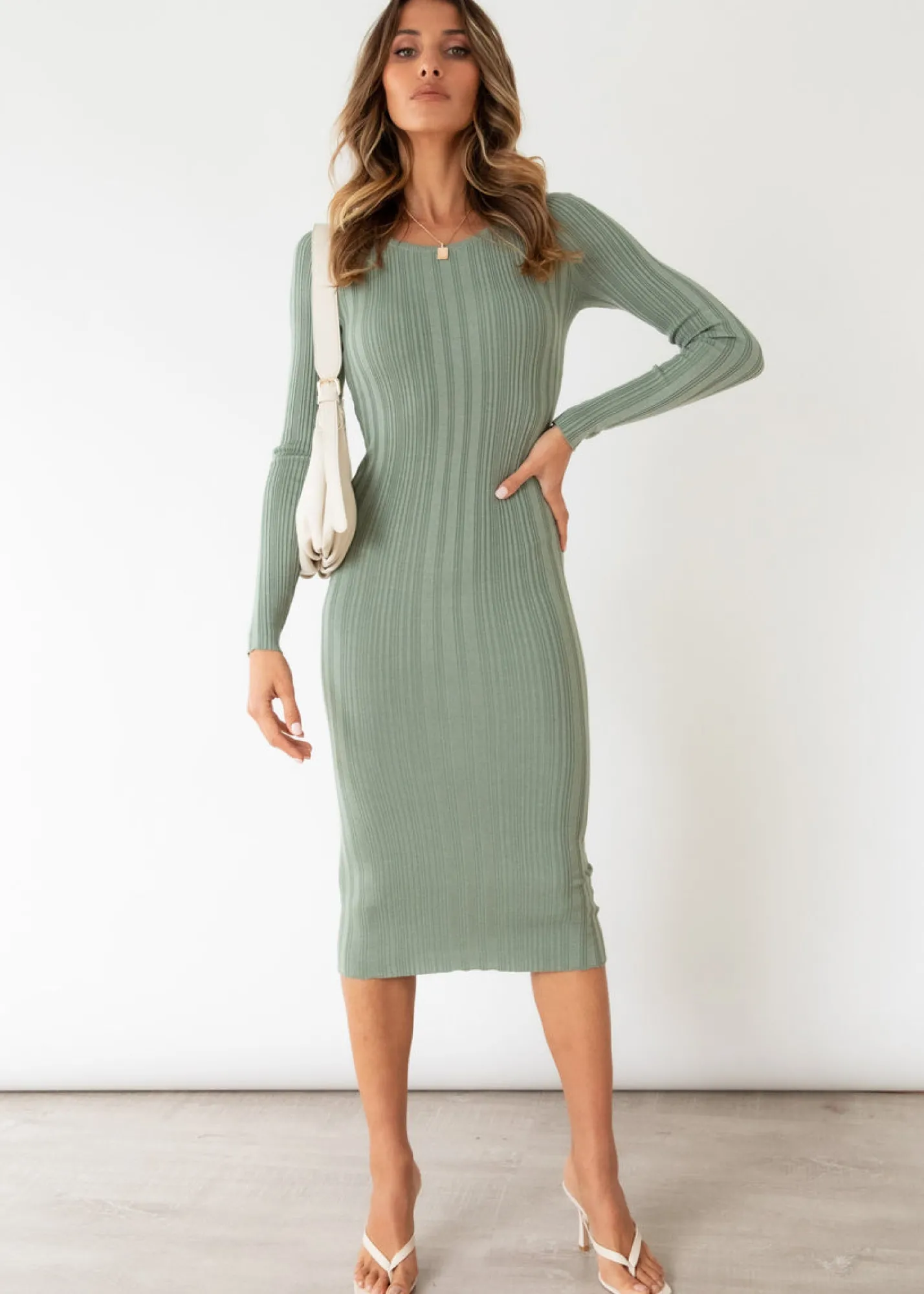 Women Gingham & Heels Knit Dresses>Davey Knit Midi Dress
