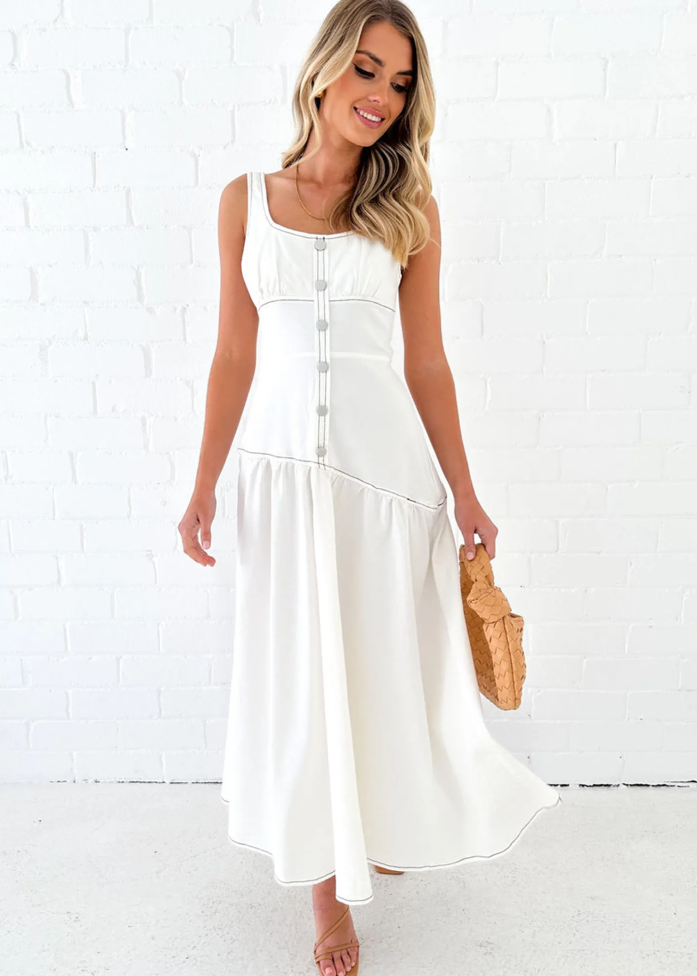 Women Gingham & Heels Midi>Dimmi Stretch Denim Midi Dress