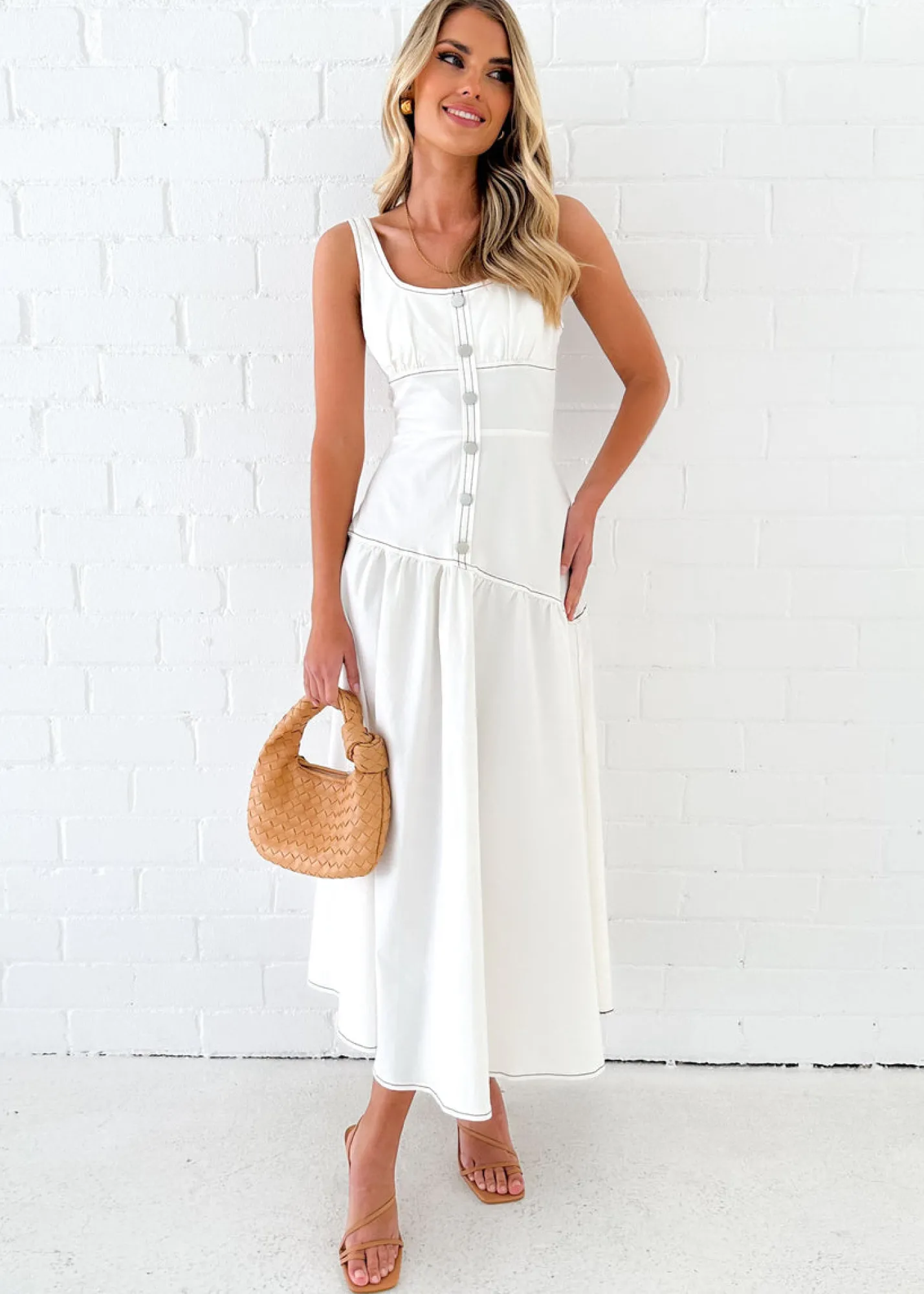 Women Gingham & Heels Midi>Dimmi Stretch Denim Midi Dress