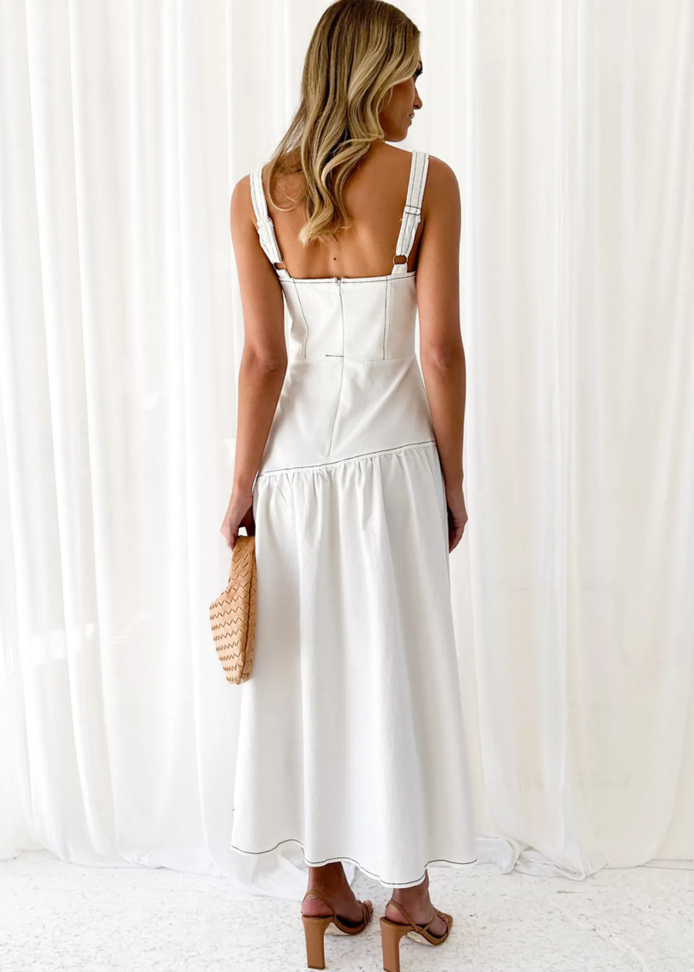 Women Gingham & Heels Midi>Dimmi Stretch Denim Midi Dress