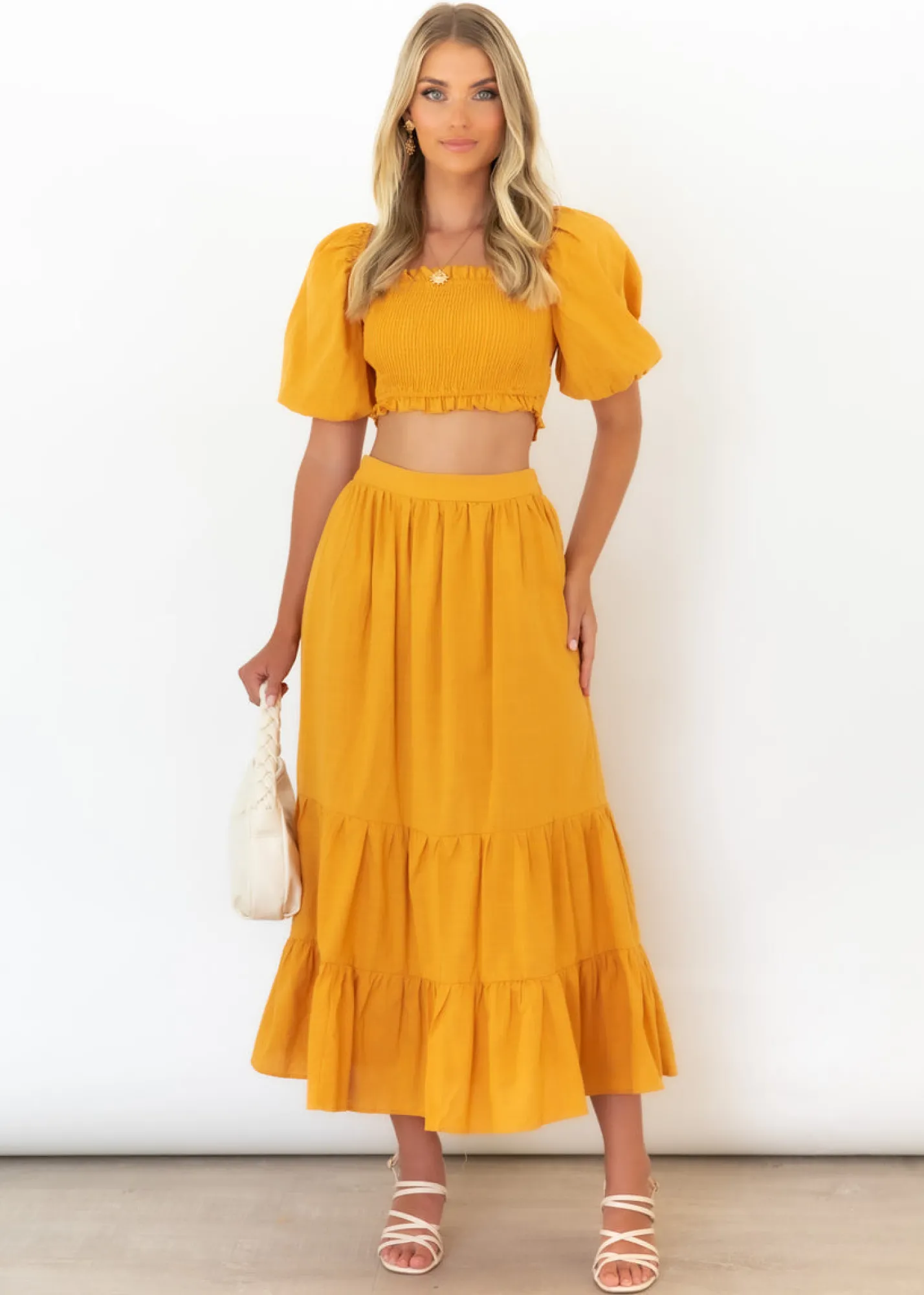 Women Gingham & Heels Crops>Dita Off Shoulder Crop
