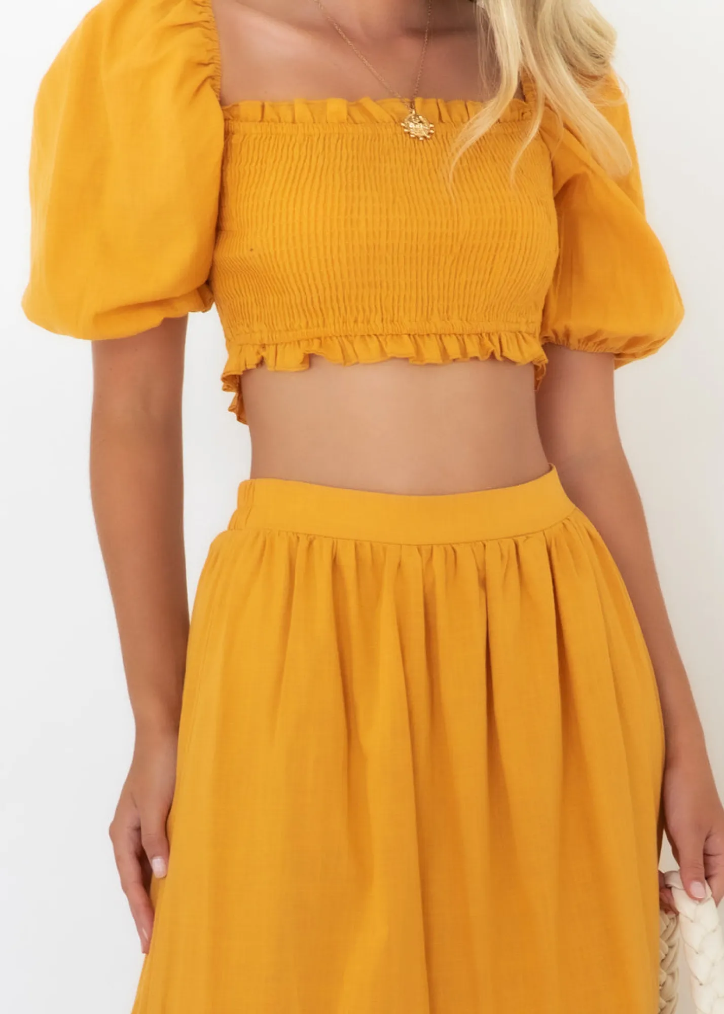 Women Gingham & Heels Crops>Dita Off Shoulder Crop