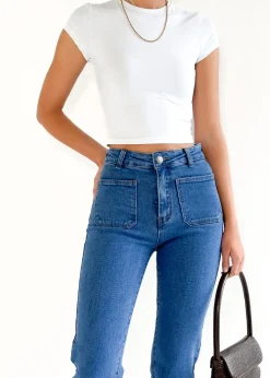 Women Gingham & Heels Jeans><noscript><img width=